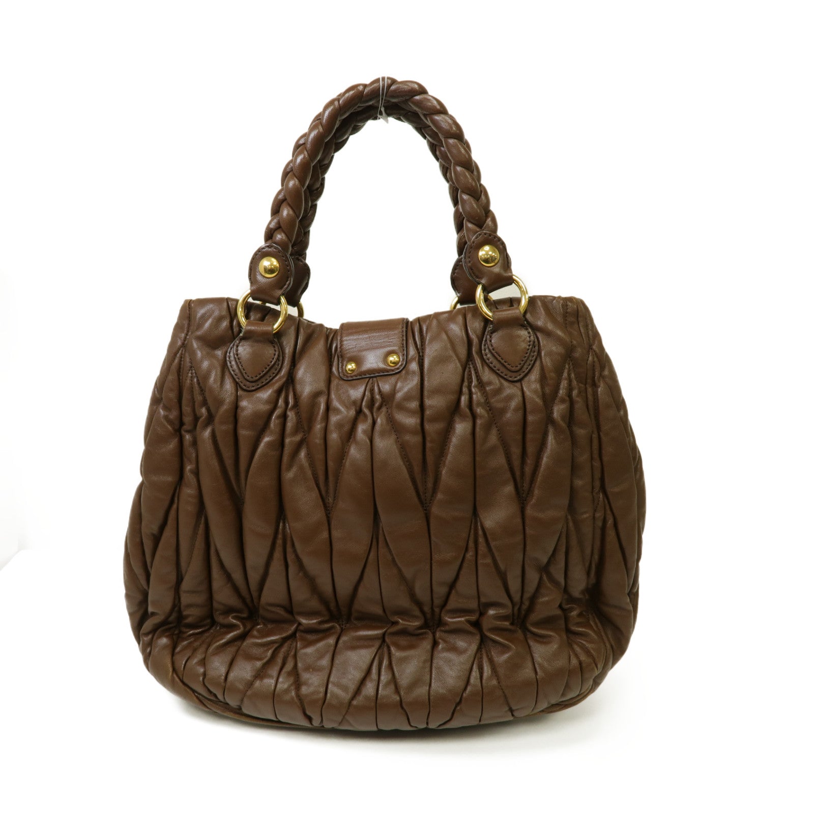 Miu Miu 【激減優惠】牛皮皮革2way Shoulder Bag金扣手挽肩背兩用袋棕色