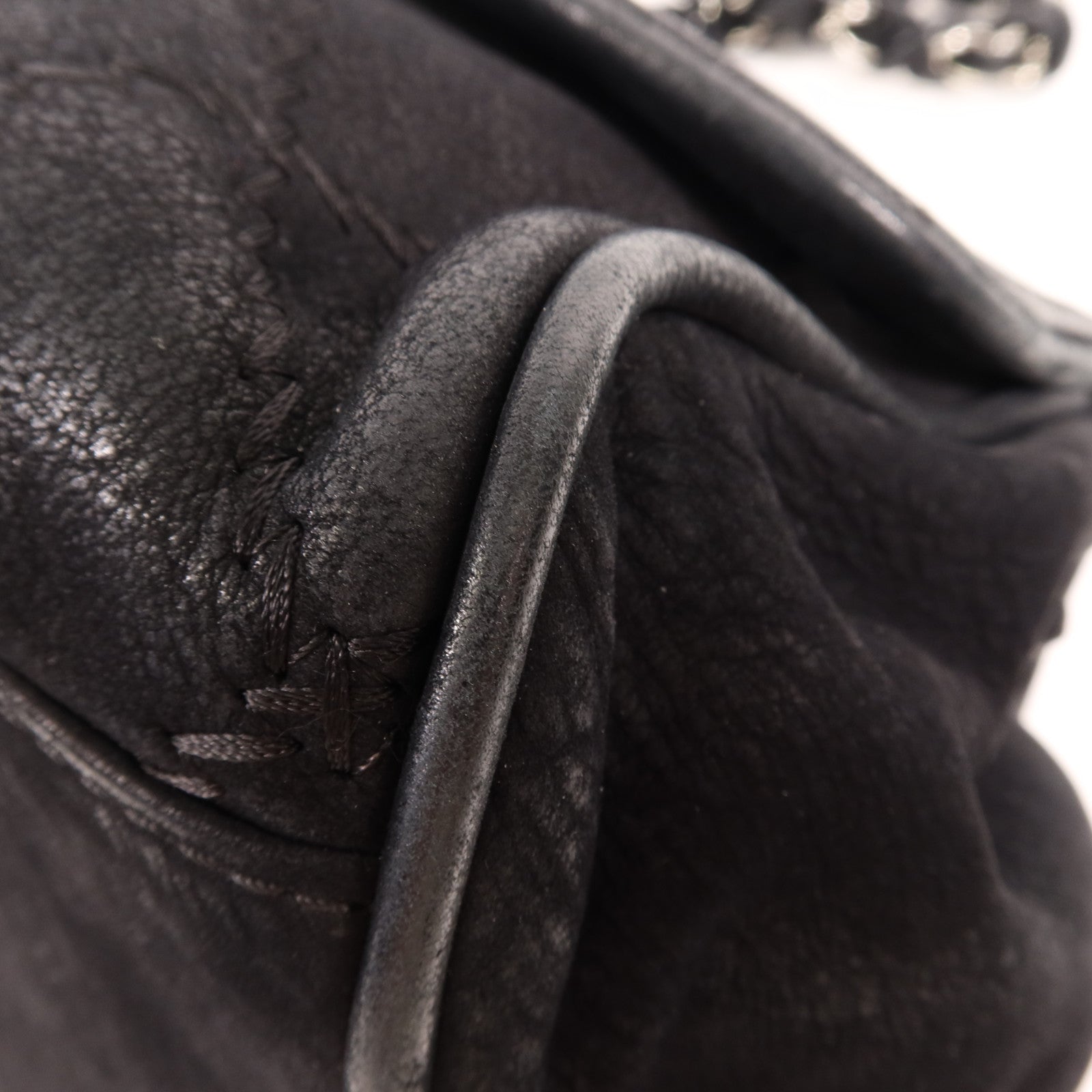 CHANEL 麂皮皮革Chain Shoulder Bag銀扣鏈帶肩背袋