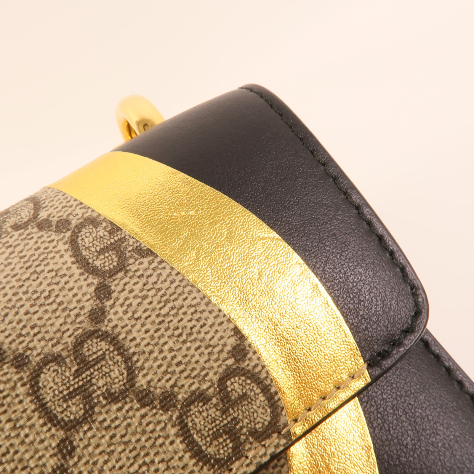 GUCCI 塗層帆布/牛皮皮革Padlock Bag鏈帶肩背袋
