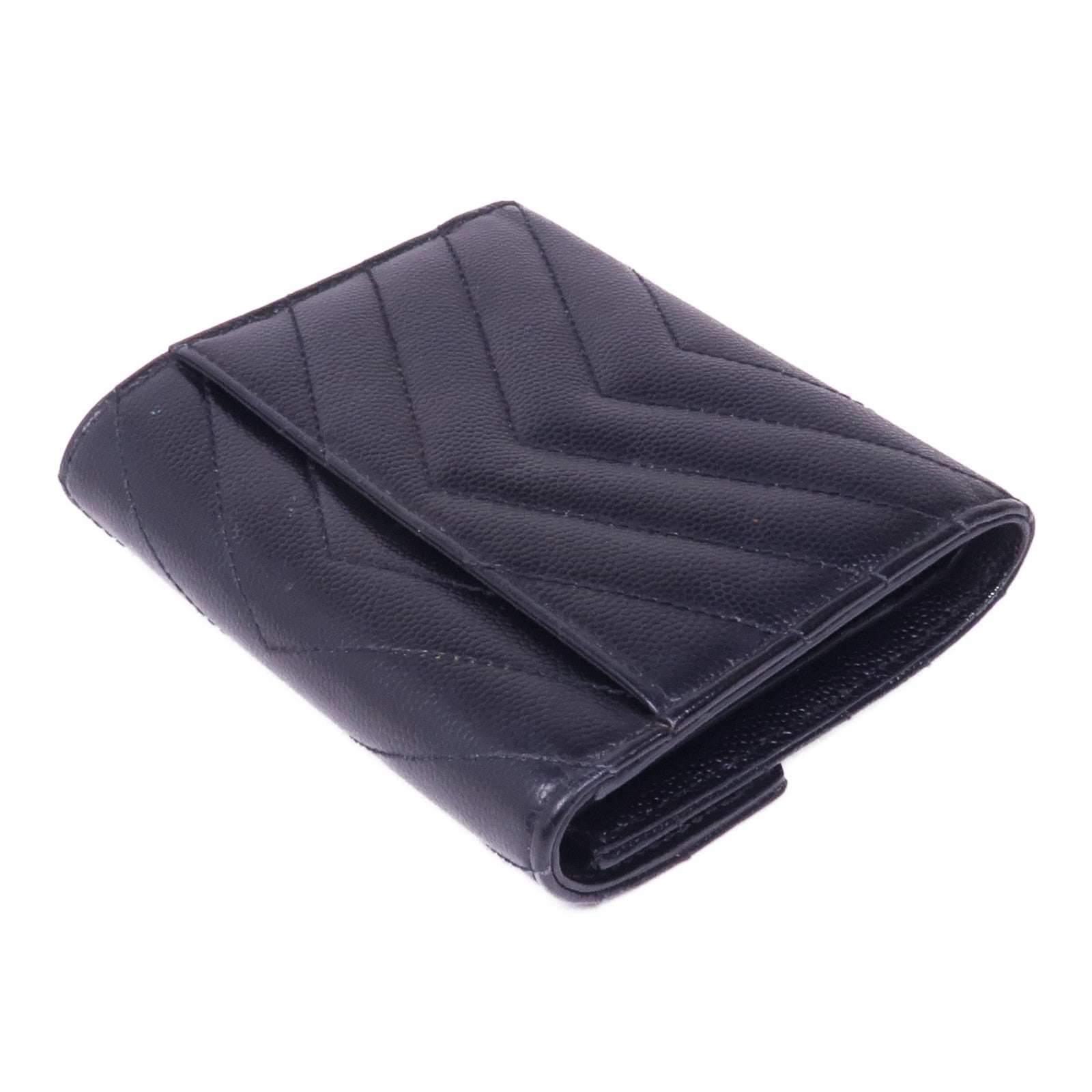 SAINT LAURENT 牛皮皮革Cassandre銀扣錢包