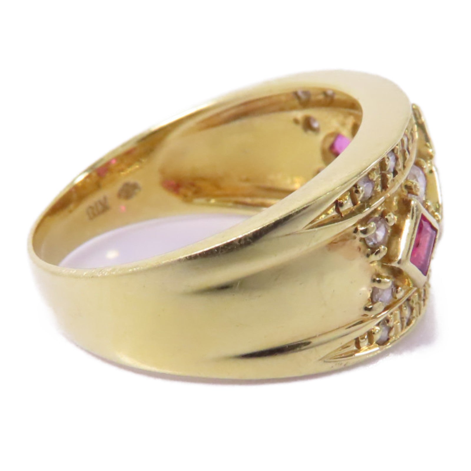 JEWELRY 【激減優惠】18K黃金Ruby Ring 0.70ct紅寶石/0.031ct鑽石戒指US#7.25