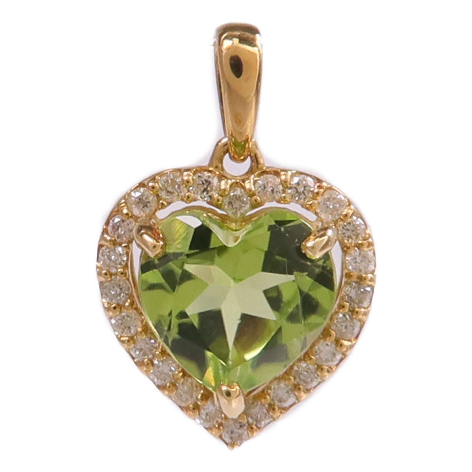 JEWELRY 18K黃金Peridot Diamond Pendant Top橄欖石/鑽石吊墜