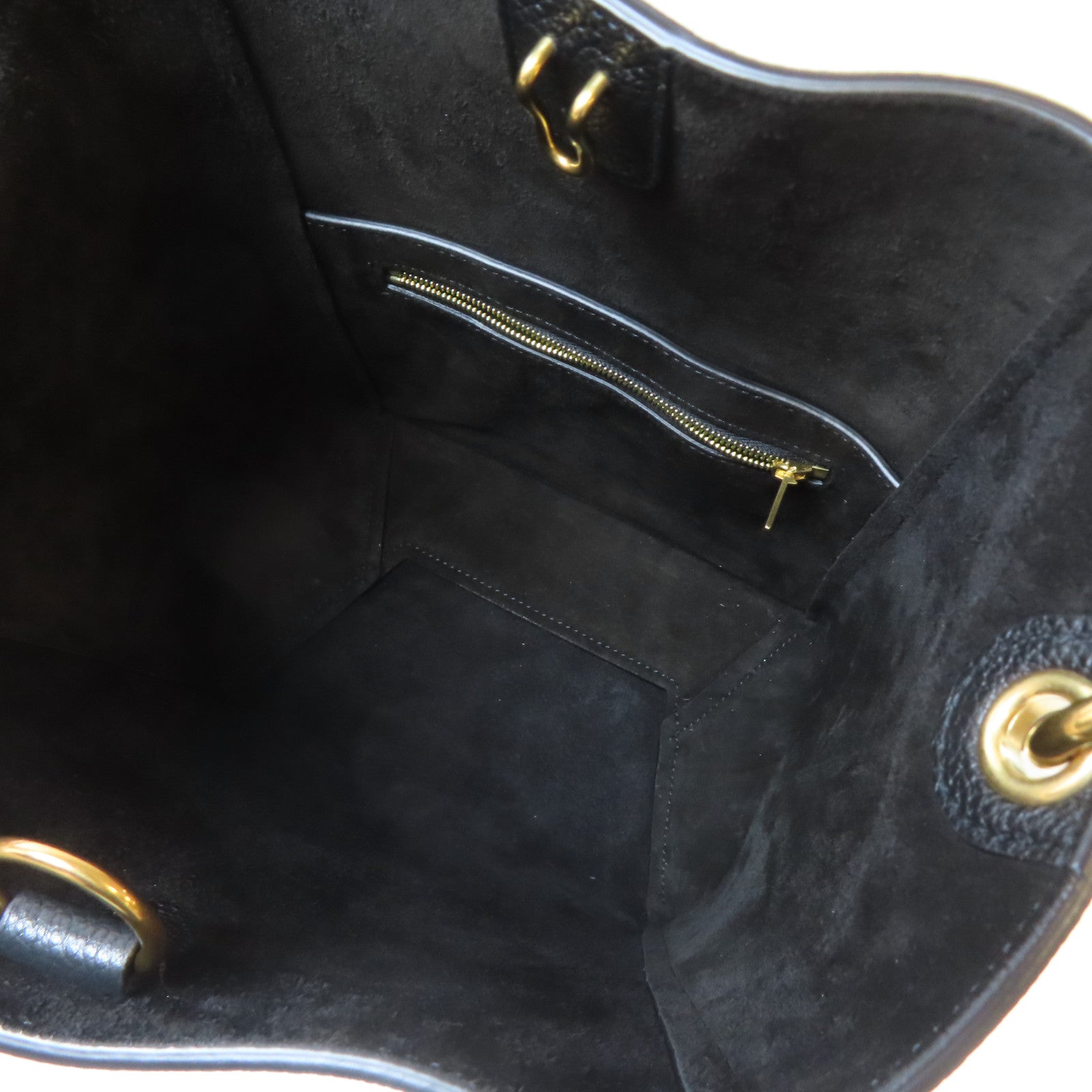 CELINE 牛皮皮革Sangle Bucket Small金扣肩背袋黑色
