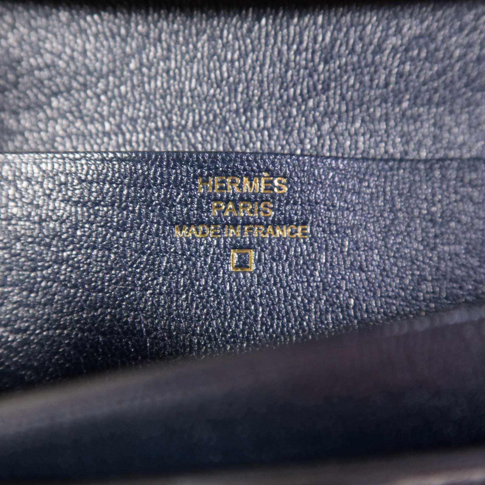 HERMES 鱷魚皮革Bearn Long Wallet金扣長錢包Bleu Indigo