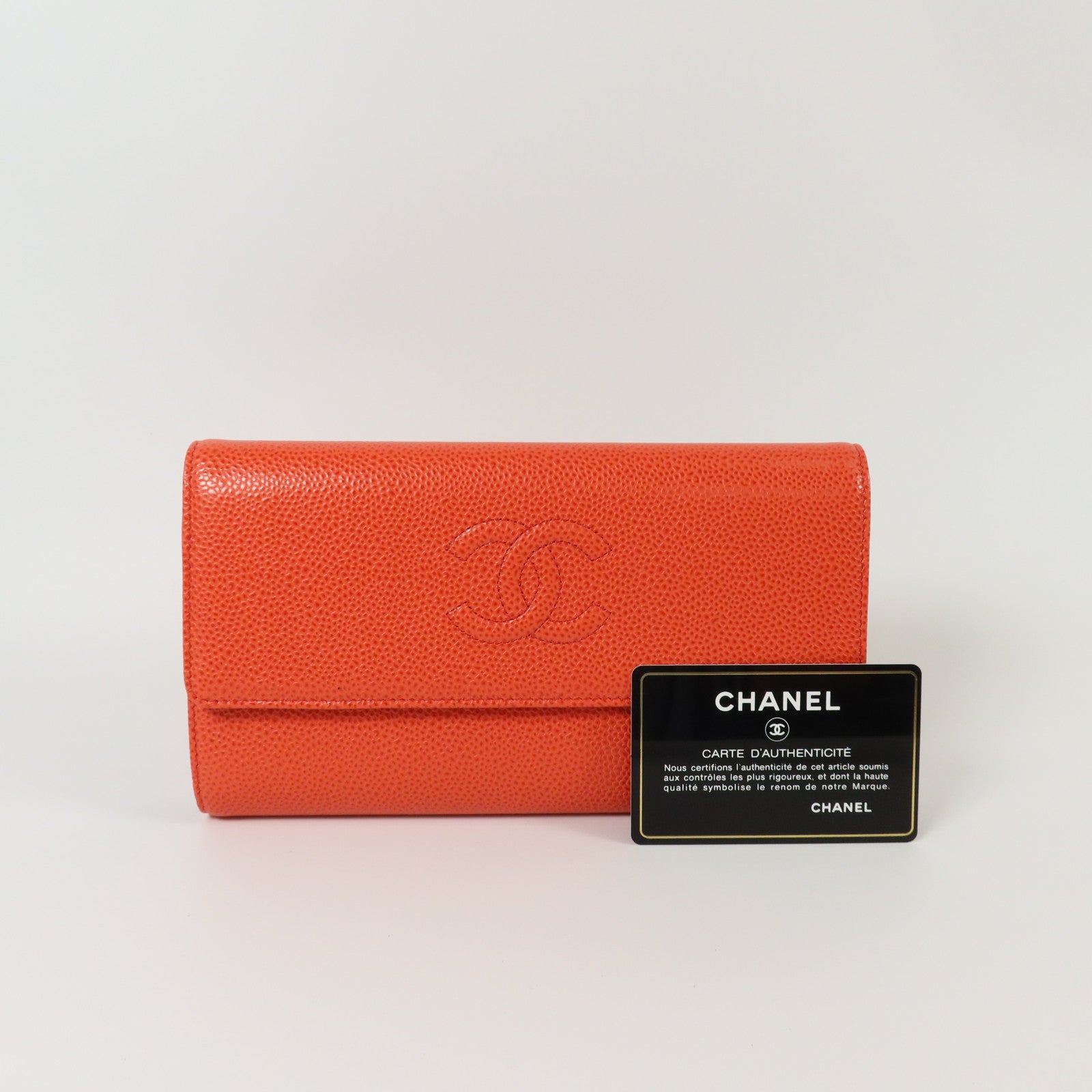 CHANEL 牛皮皮革Timeless CC Flap Long Walle銀扣長錢包