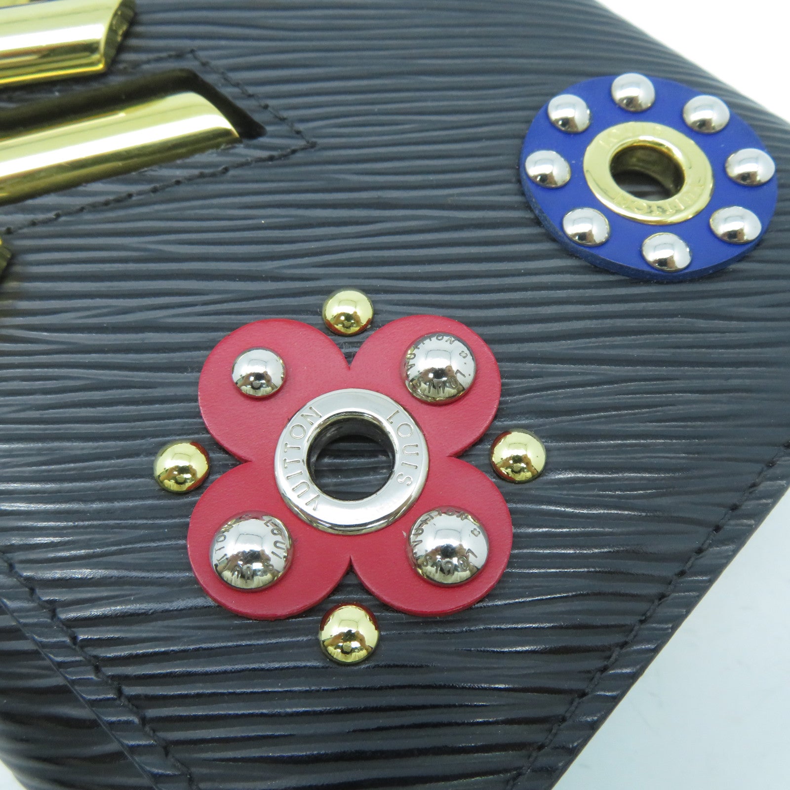 LOUIS VUITTON Epi Portefeuille Twist金扣鏈帶肩背袋黑色