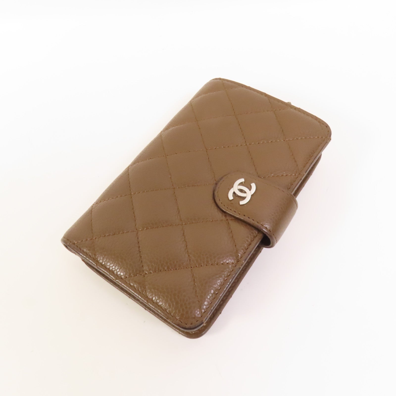 CHANEL 牛皮皮革Fold Wallet銀扣錢包