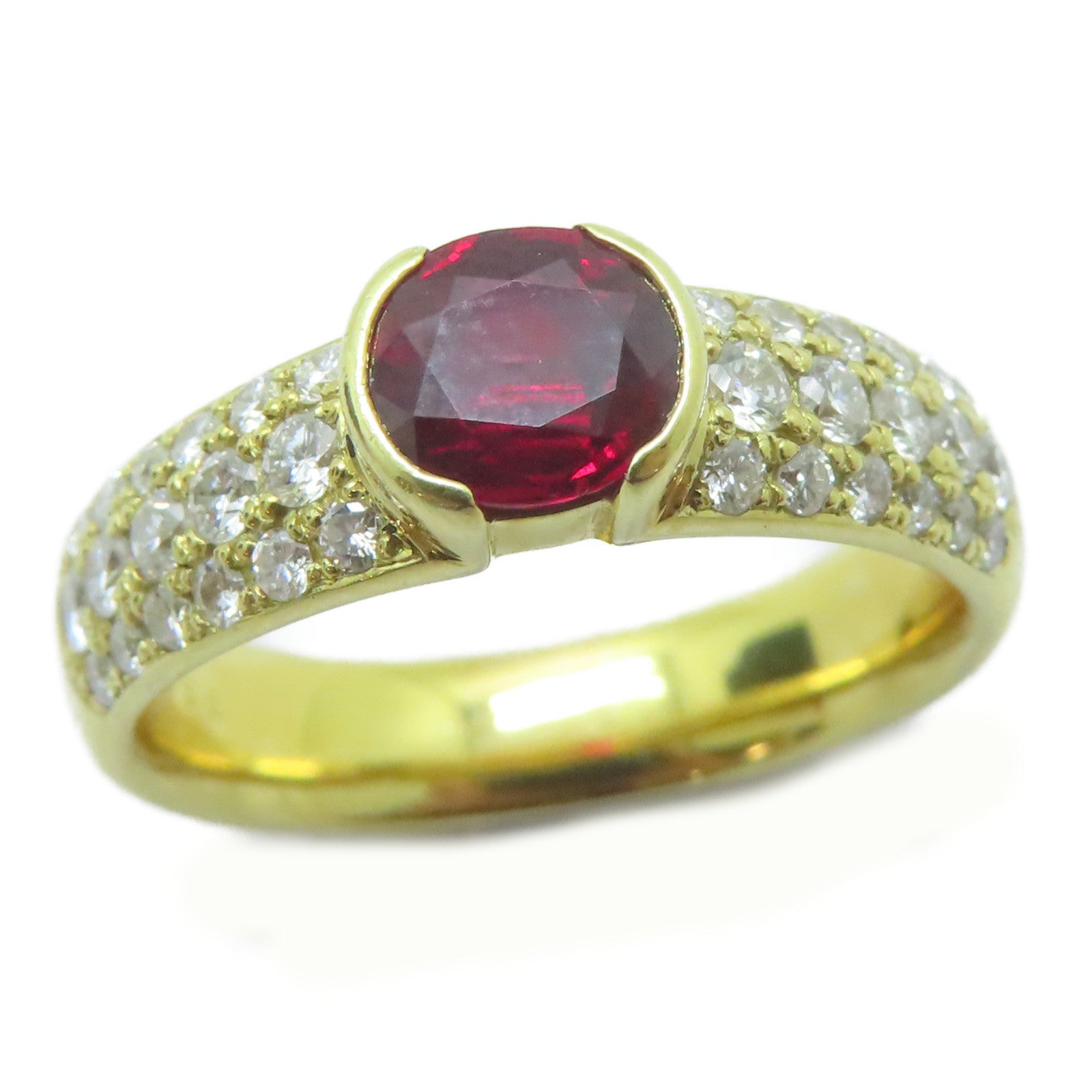 JEWELRY 【激減優惠】18K黃金Ruby Ring 1.01ct紅寶石/0.55ct鑽石戒指US#7.5