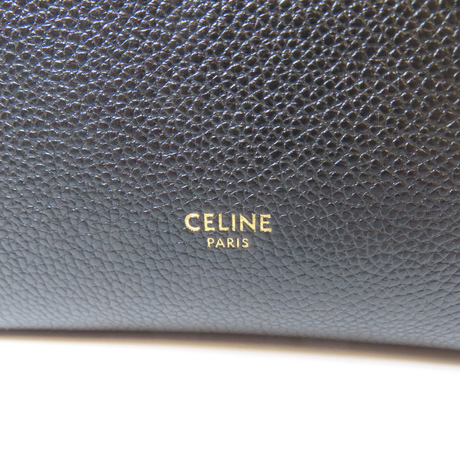 CELINE 牛皮皮革Sangle Bucket Small金扣肩背袋黑色