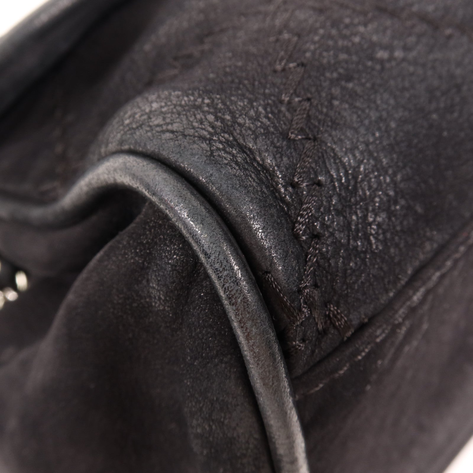 CHANEL 麂皮皮革Chain Shoulder Bag銀扣鏈帶肩背袋