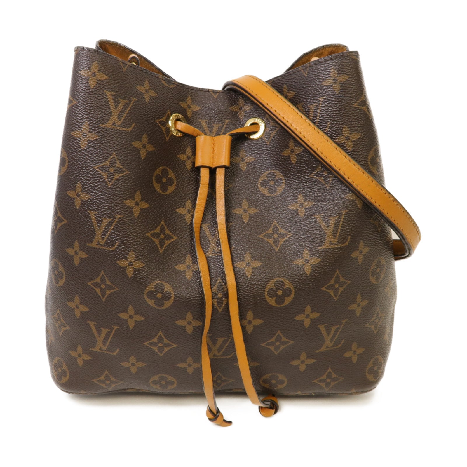 LOUIS VUITTON Monogram Neo Noe MM金扣肩背袋棕色