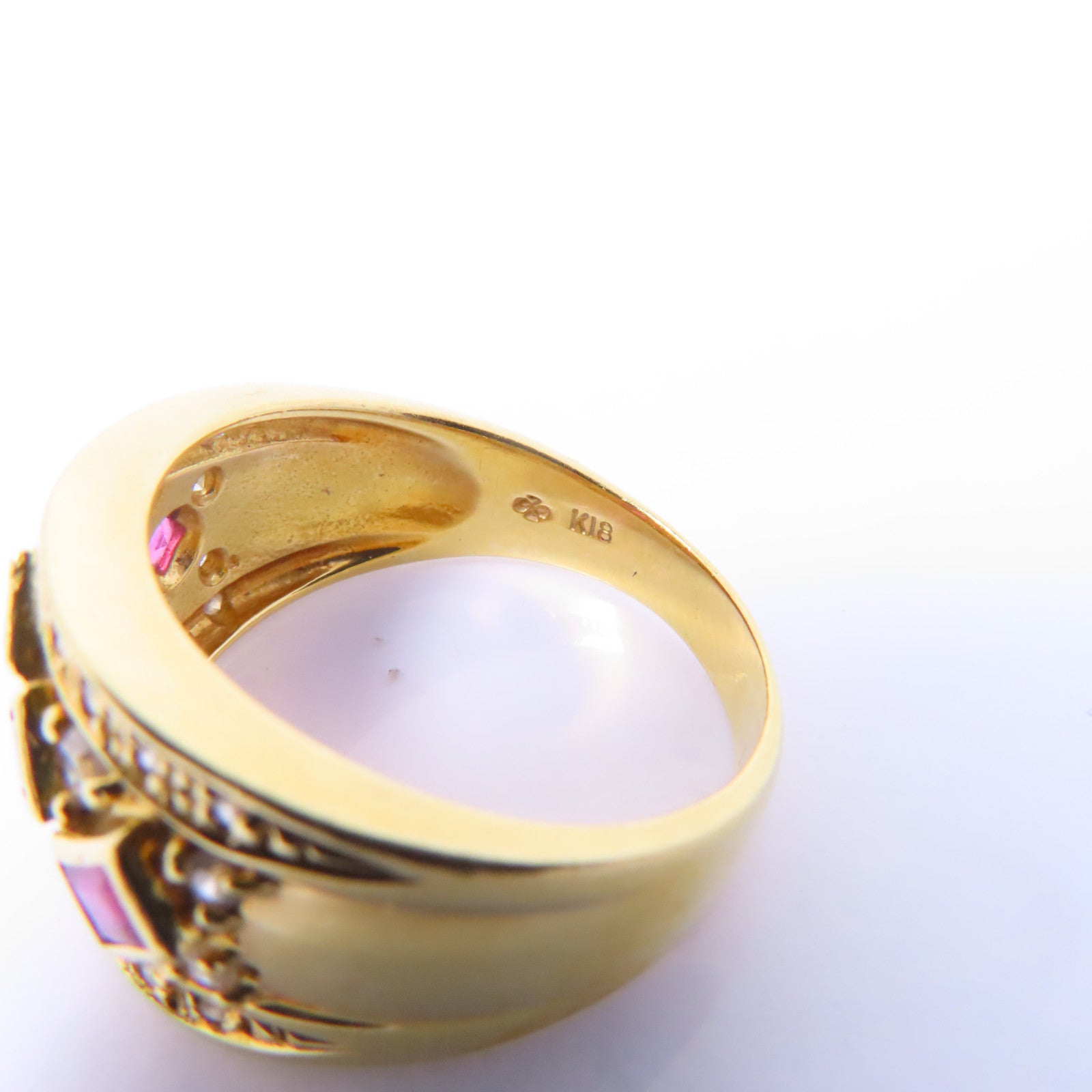 JEWELRY 【激減優惠】18K黃金Ruby Ring 0.70ct紅寶石/0.031ct鑽石戒指US#7.25