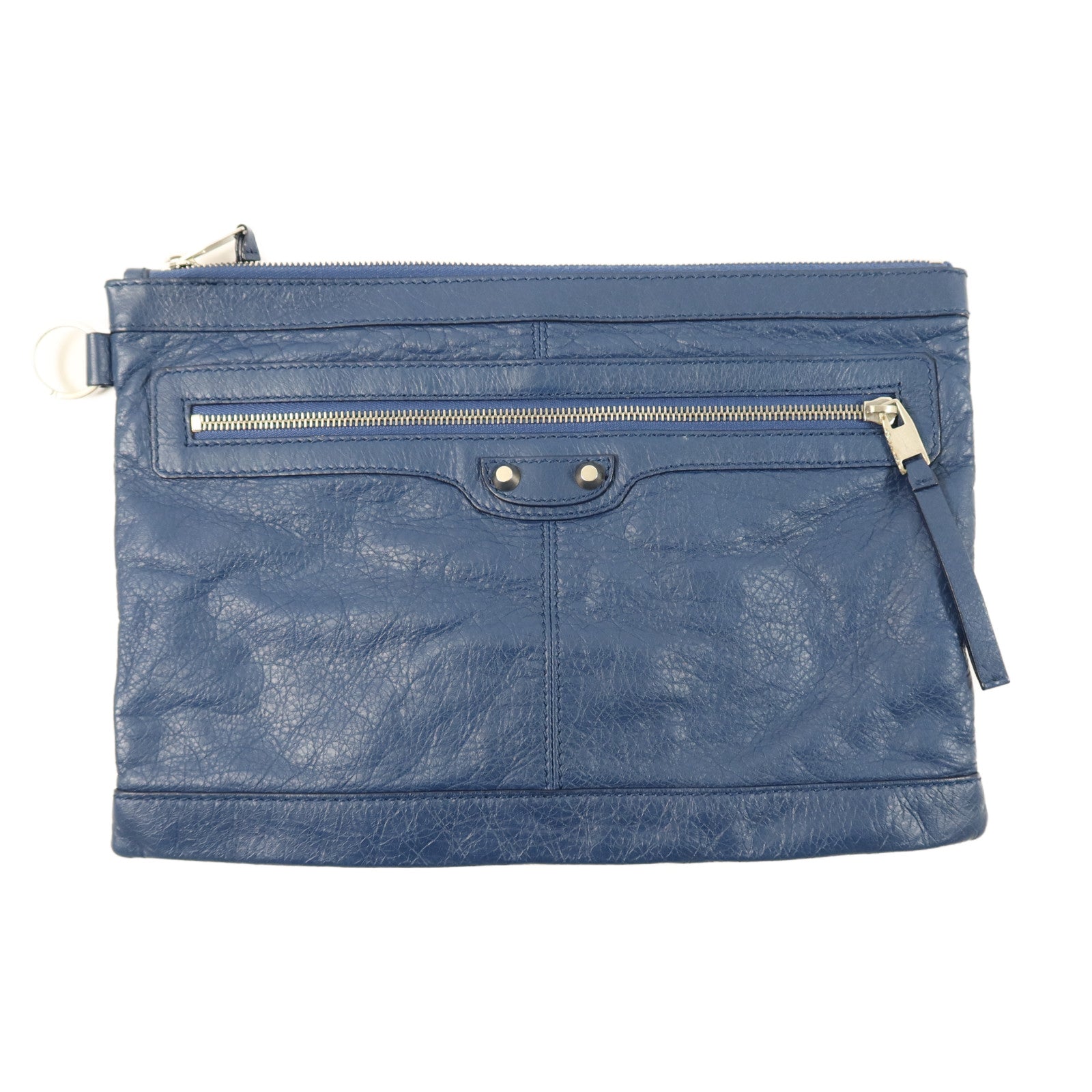 BALENCIAGA 牛皮皮革Clutch Bag銀扣手拿包