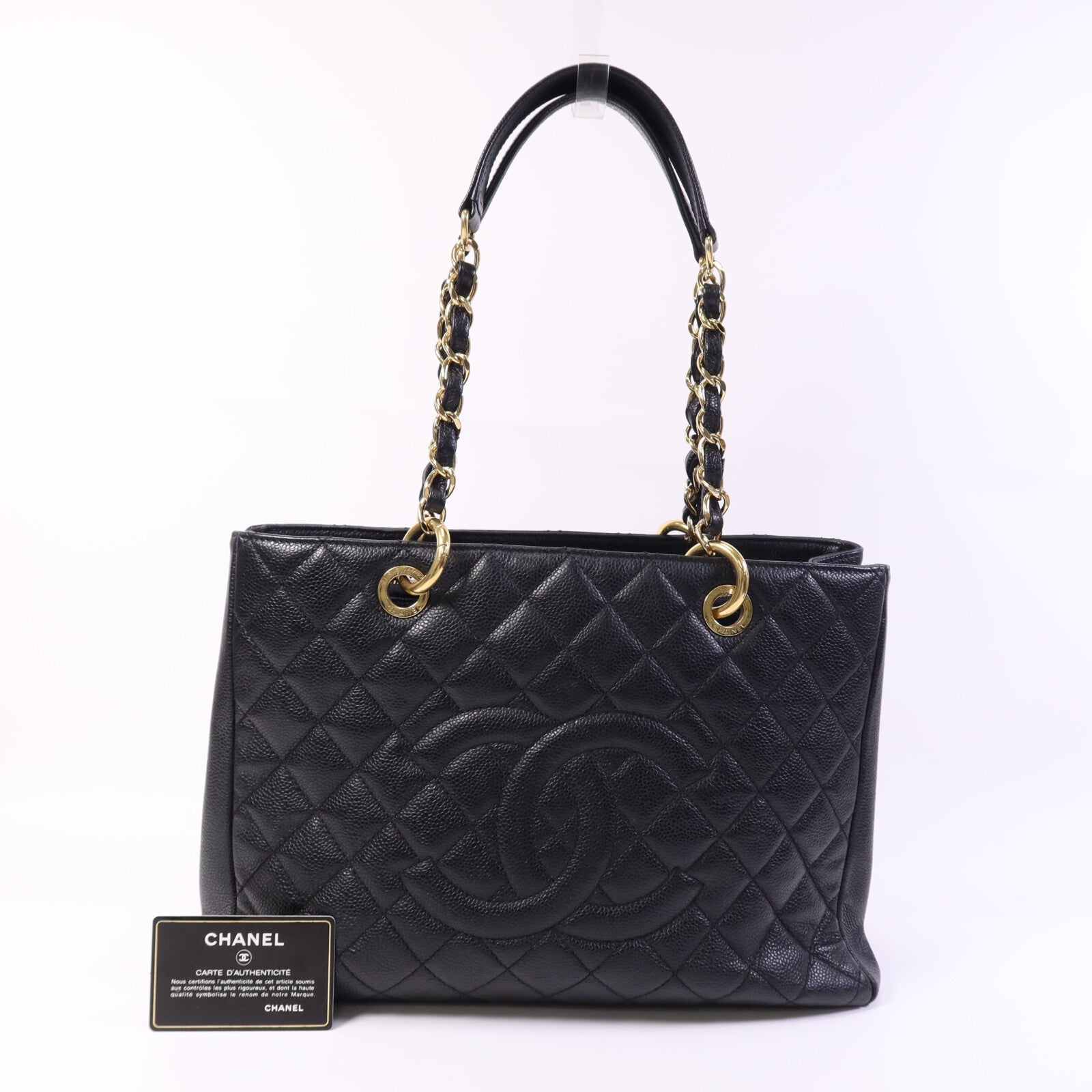 CHANEL 牛皮皮革GST金扣鏈帶肩背袋