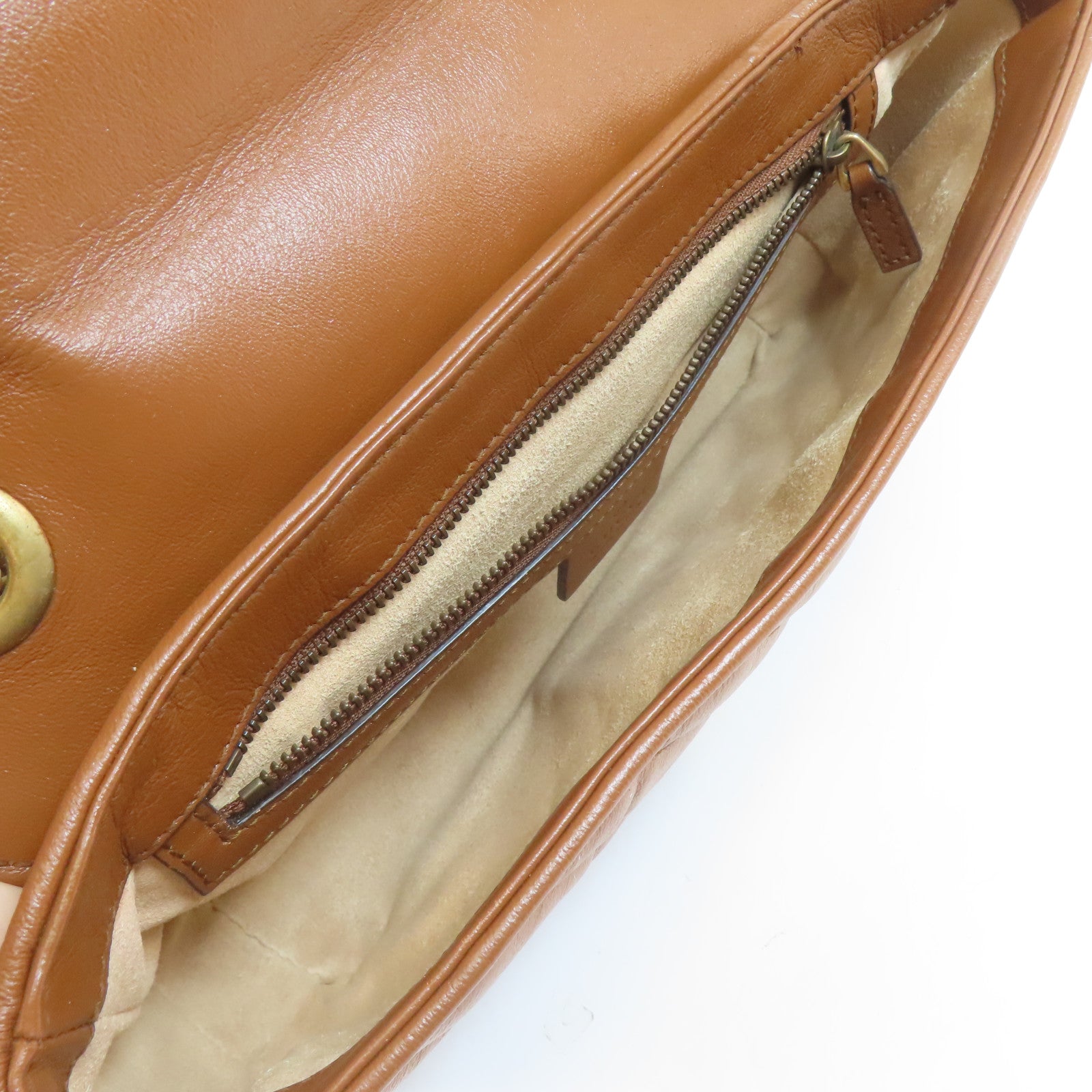 GUCCI GG GHW GG Marmont Shoulder Bag 443497 Calfskin Leather Brown