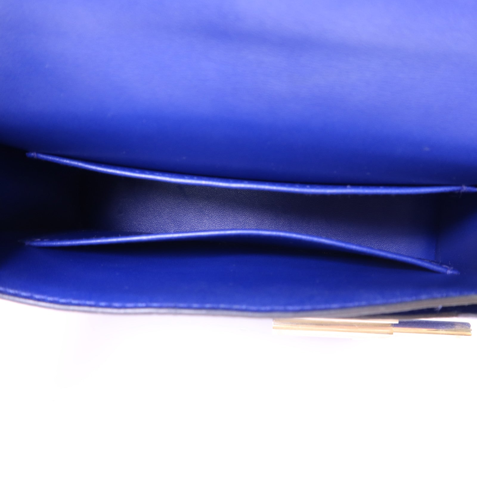 HERMES Chevre皮革Verrou Mini銀扣鏈帶肩背袋Bleu Electrique