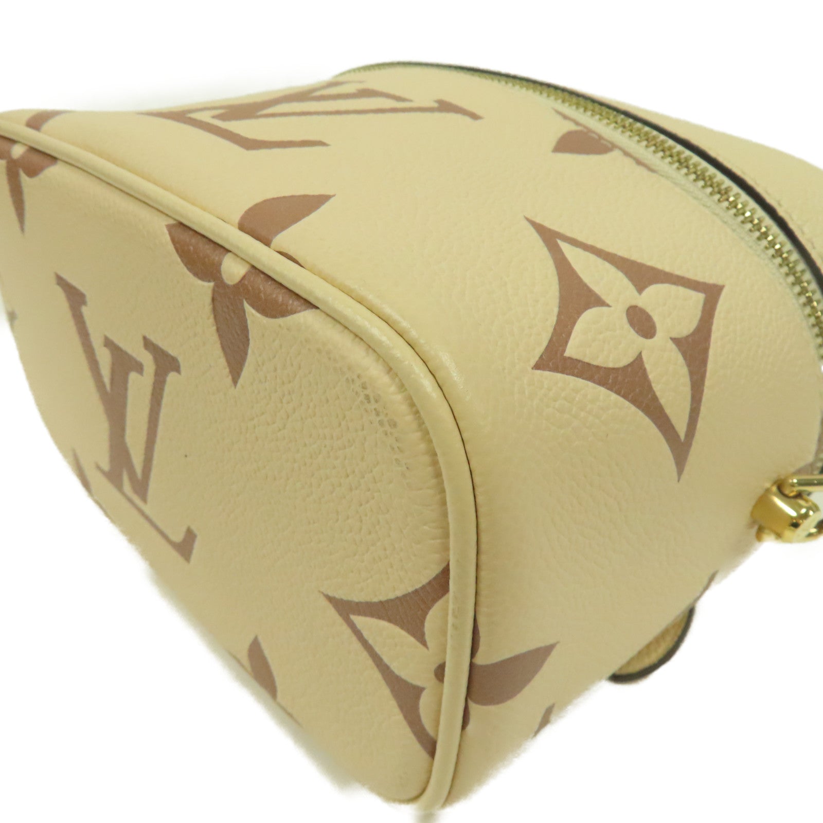LOUIS VUITTON Monogram Empreinte Vanity金扣手挽肩背兩用袋米色