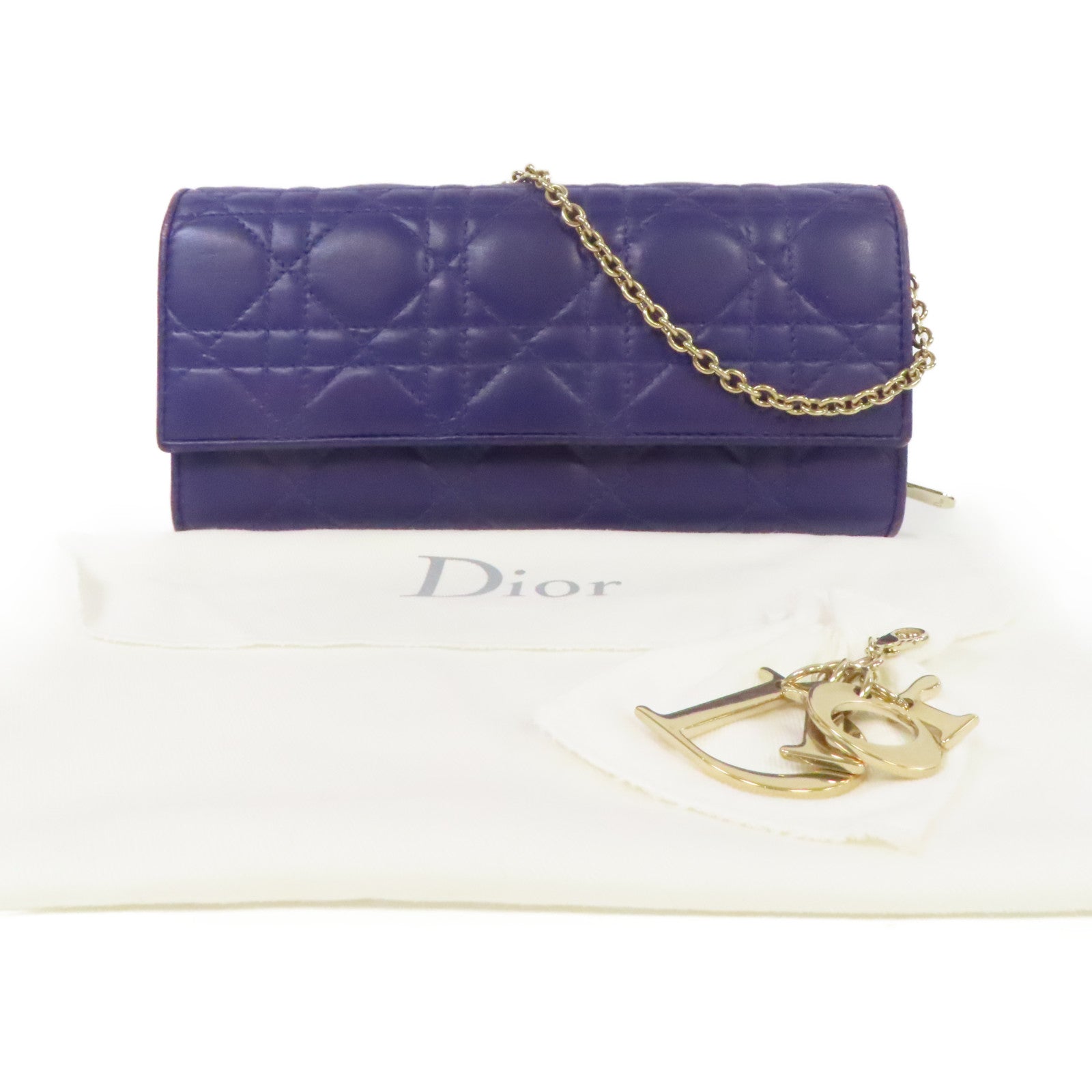 Dior 羊皮皮革Rendez Vous Wallets長錢包紫色