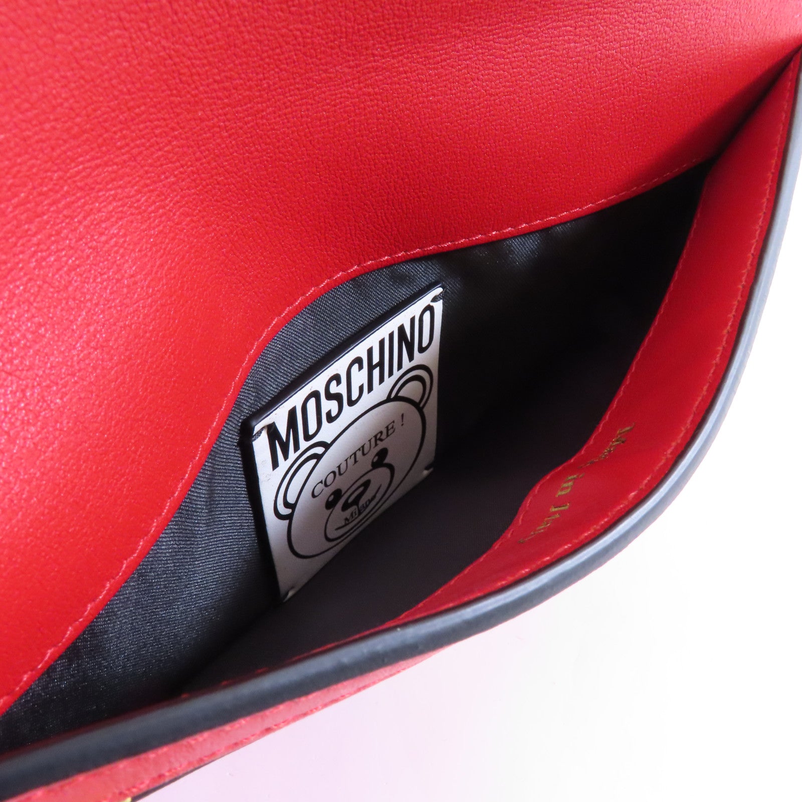 MOSCHINO 牛皮皮革Clutch Bag金扣手拿包紅色