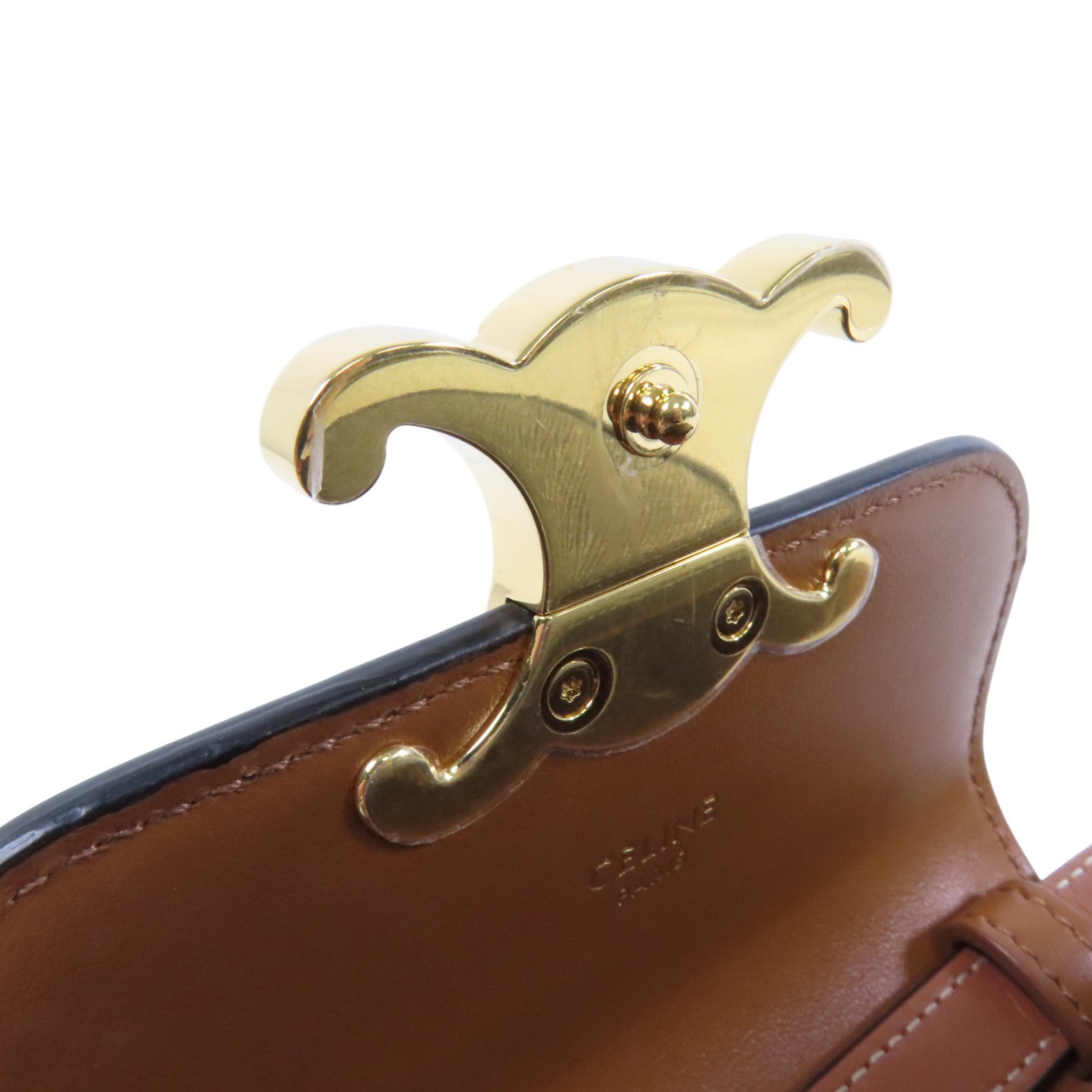 CELINE Trionphe帆布Mini Claude金扣肩背袋