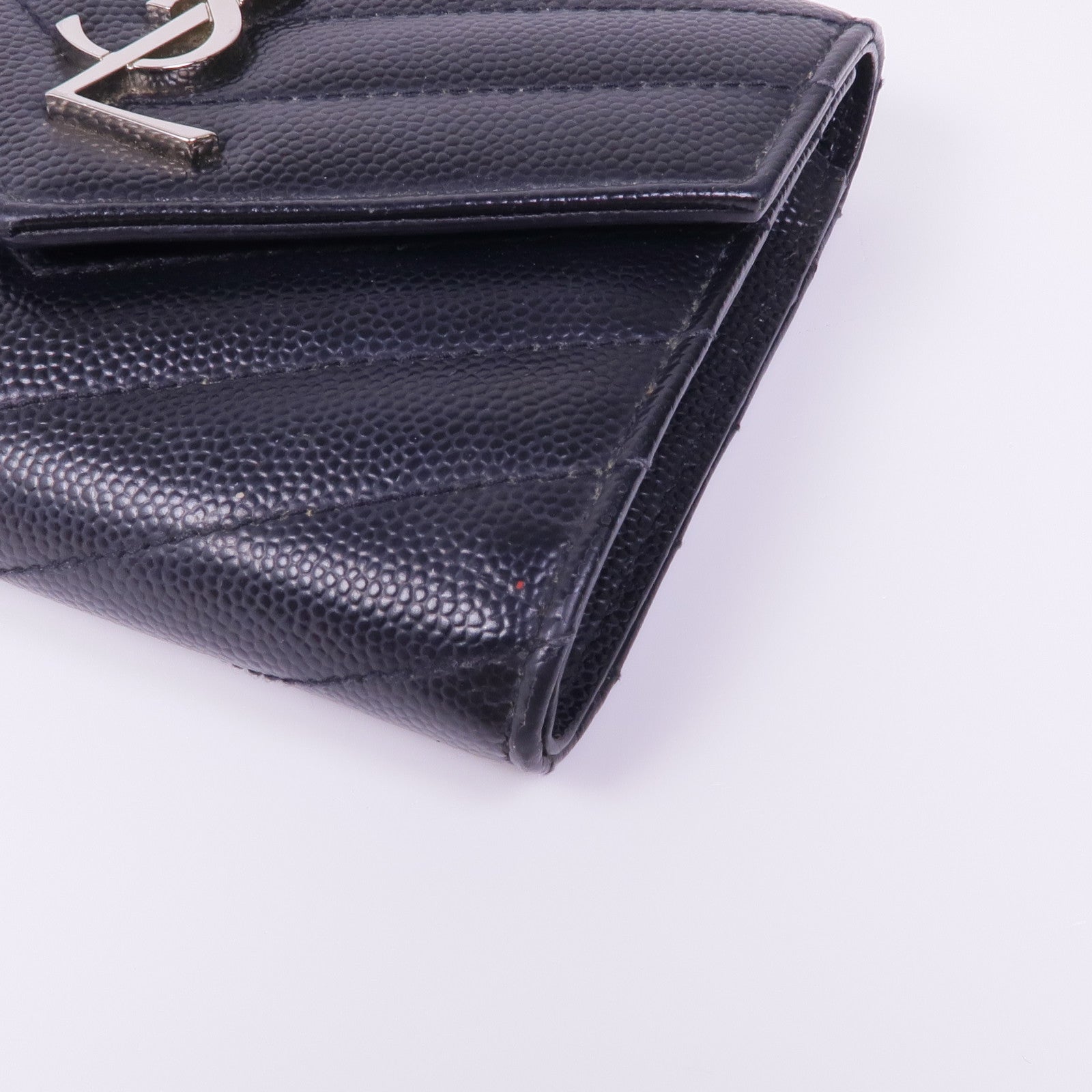 SAINT LAURENT 牛皮皮革Cassandre銀扣錢包