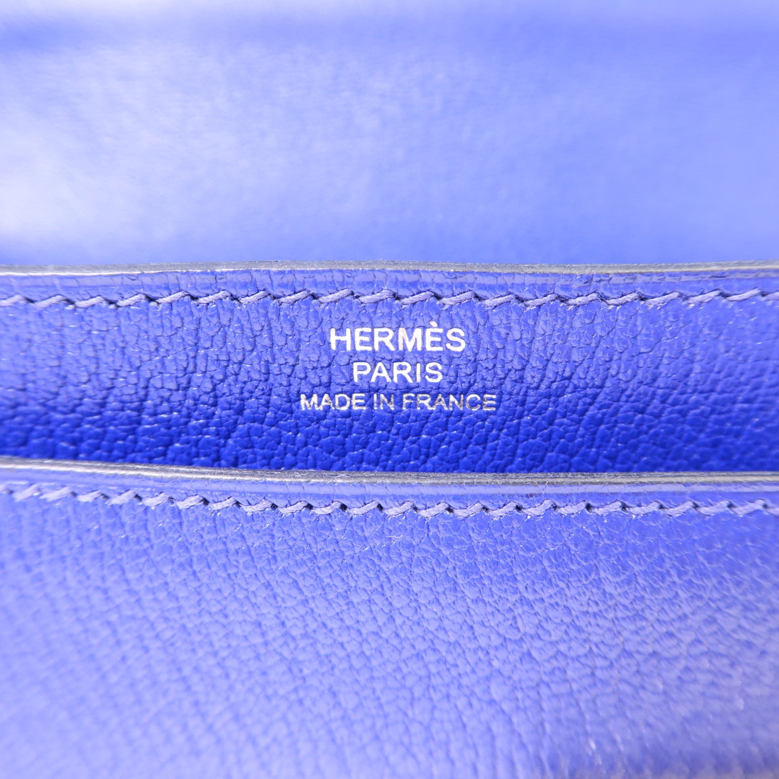 HERMES Chevre皮革Verrou Mini銀扣鏈帶肩背袋Bleu Electrique
