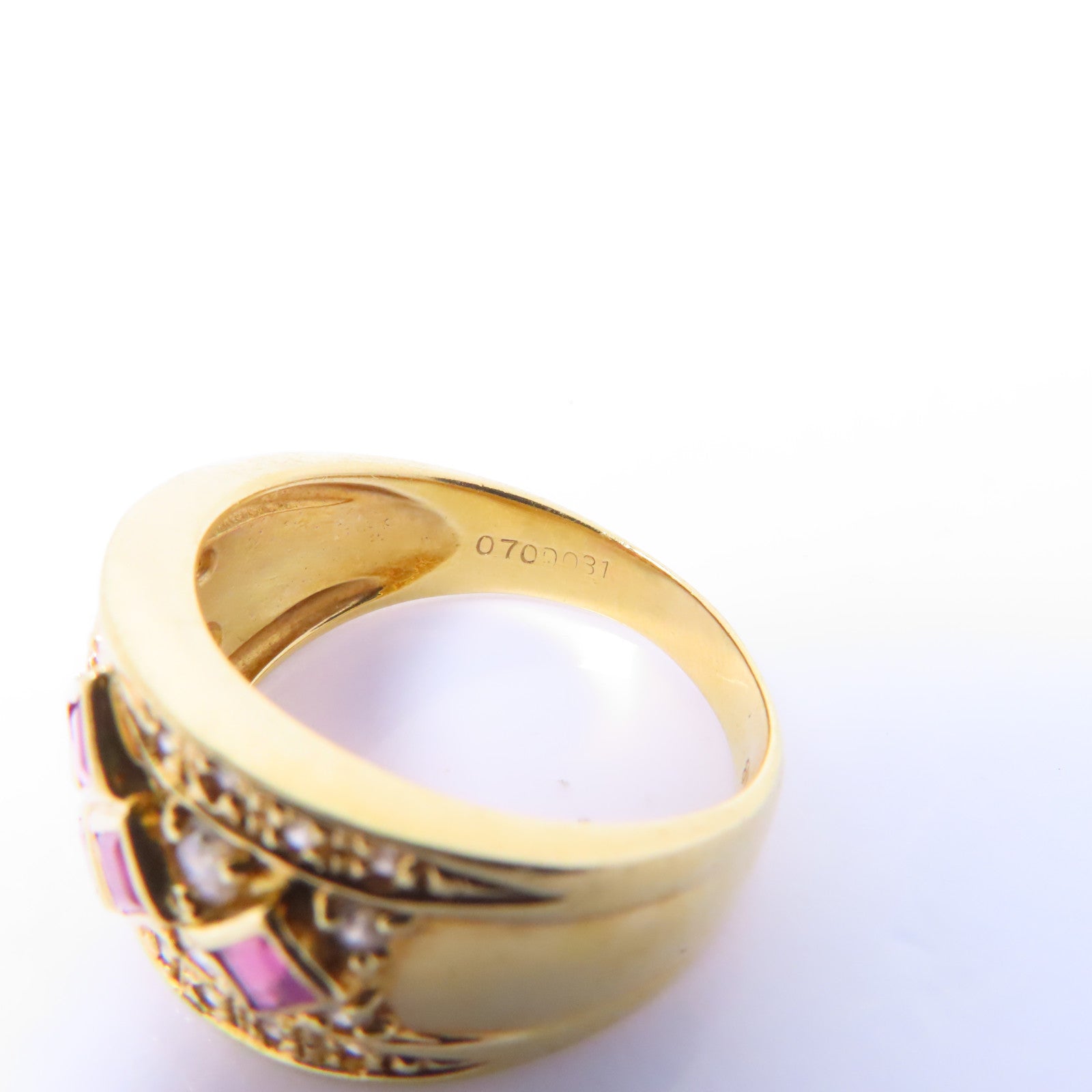 JEWELRY 【激減優惠】18K黃金Ruby Ring 0.70ct紅寶石/0.031ct鑽石戒指US#7.25