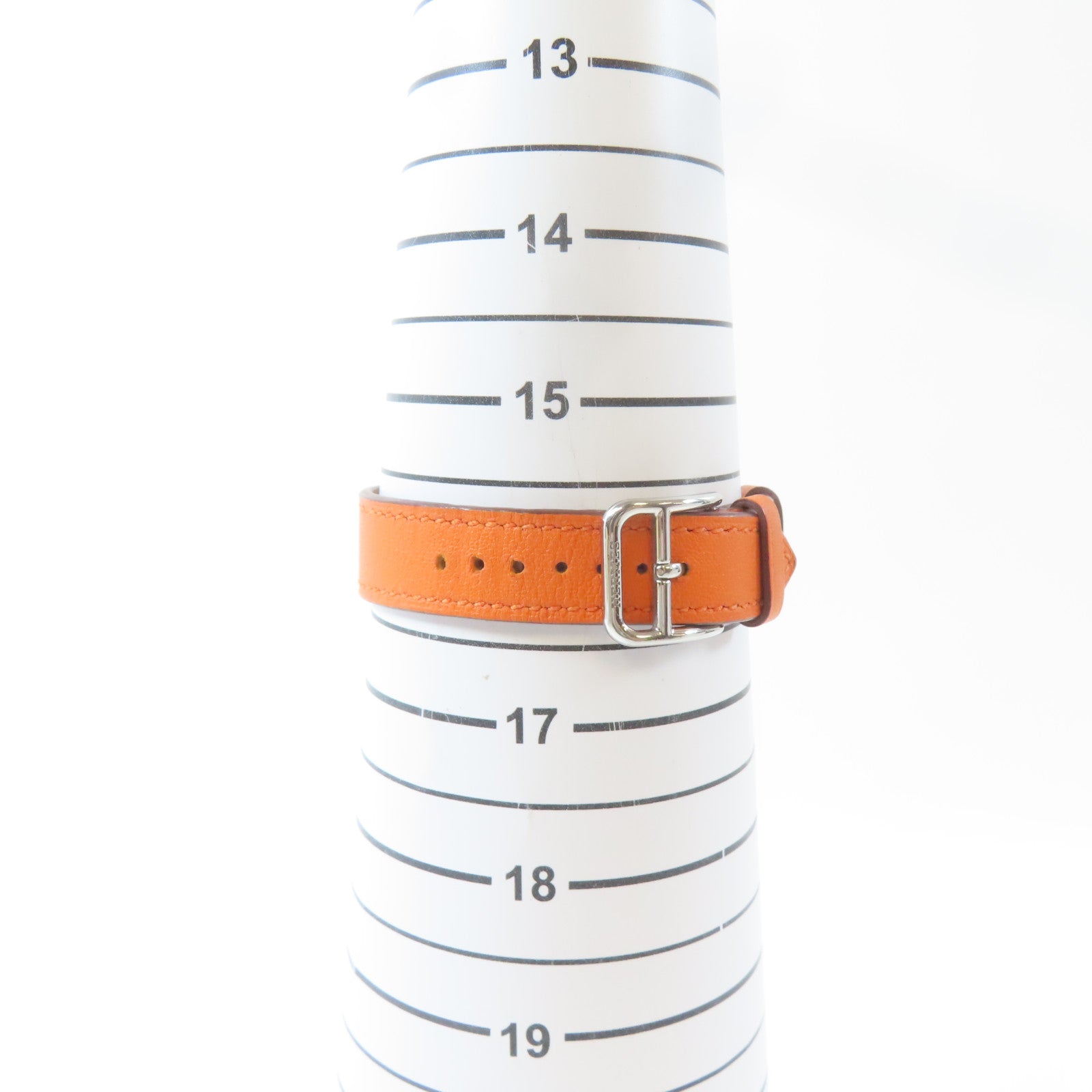HERMES H watch不鏽鋼/皮革手錶石英機芯白色#16cm