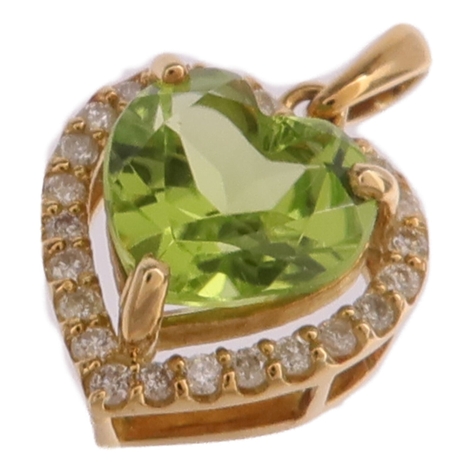 JEWELRY 18K黃金Peridot Diamond Pendant Top橄欖石/鑽石吊墜