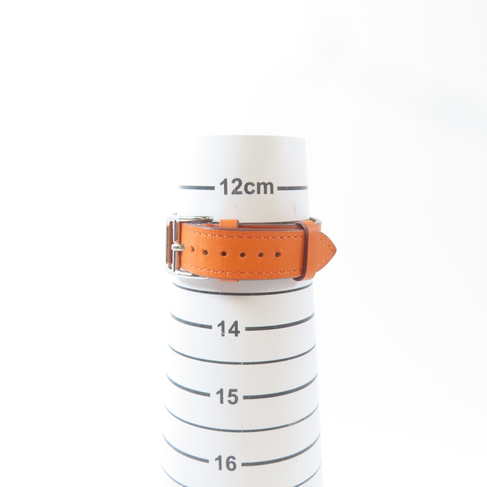 HERMES H watch不鏽鋼/皮革手錶石英機芯白色#16cm