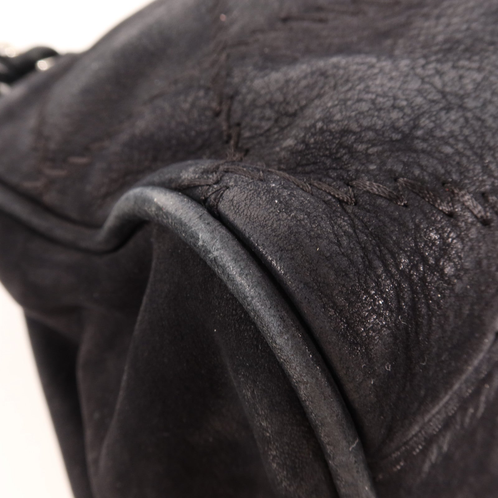 CHANEL 麂皮皮革Chain Shoulder Bag銀扣鏈帶肩背袋