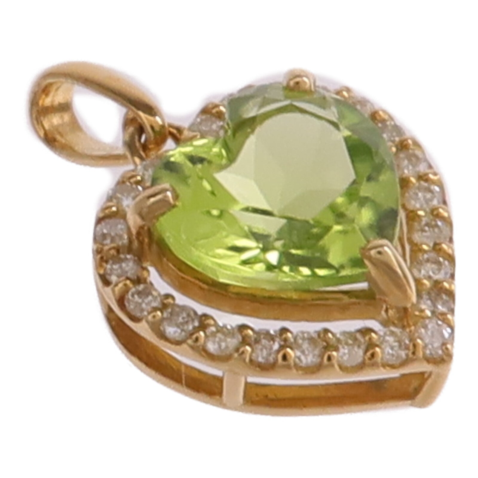 JEWELRY 18K黃金Peridot Diamond Pendant Top橄欖石/鑽石吊墜