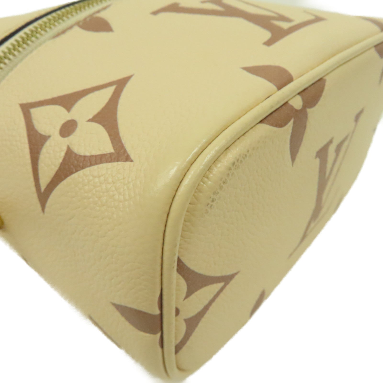 LOUIS VUITTON Monogram Empreinte Vanity金扣手挽肩背兩用袋米色
