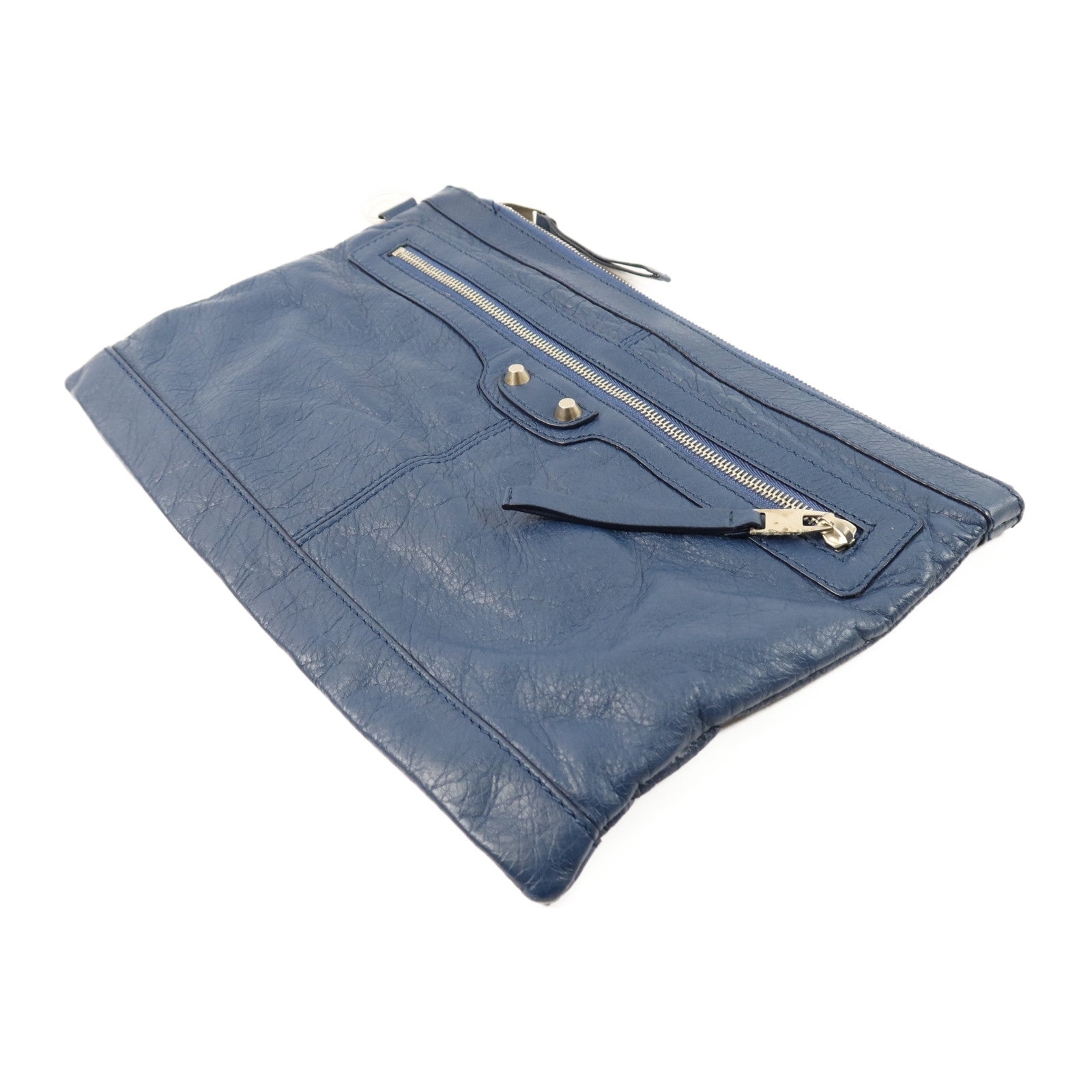 BALENCIAGA 牛皮皮革Clutch Bag銀扣手拿包