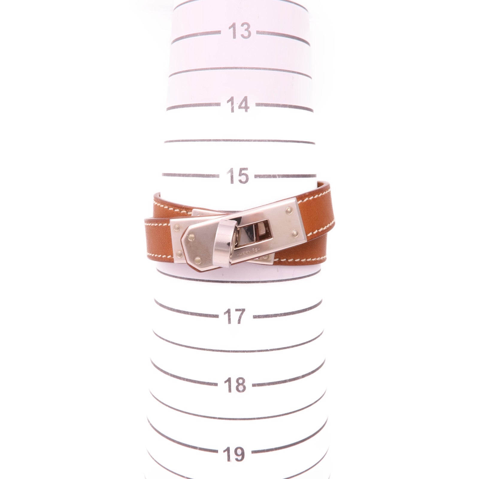HERMES Swift皮革Kelly Double Tour Bracelet銀扣手鏈Brown