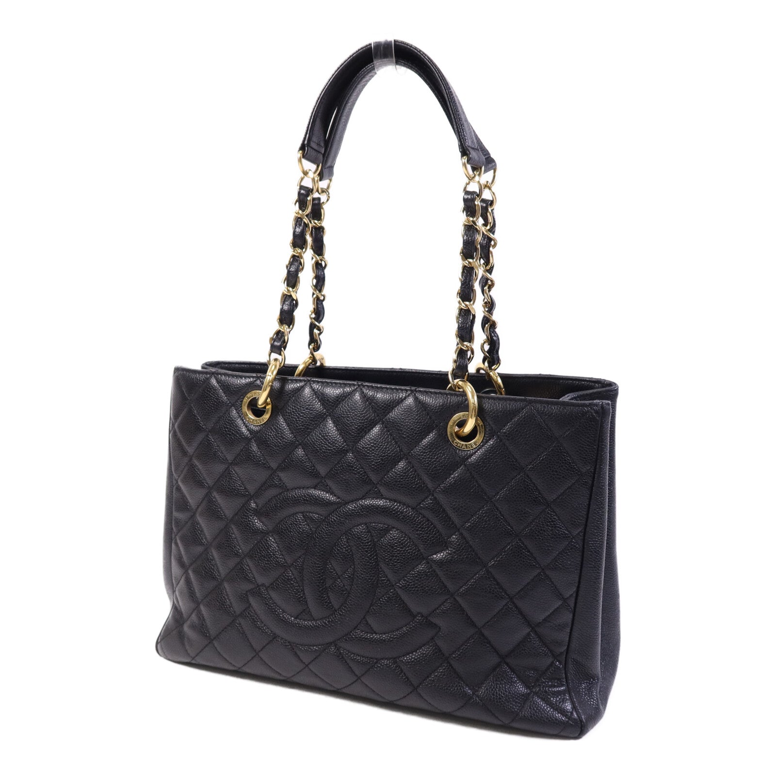 CHANEL 牛皮皮革GST金扣鏈帶肩背袋