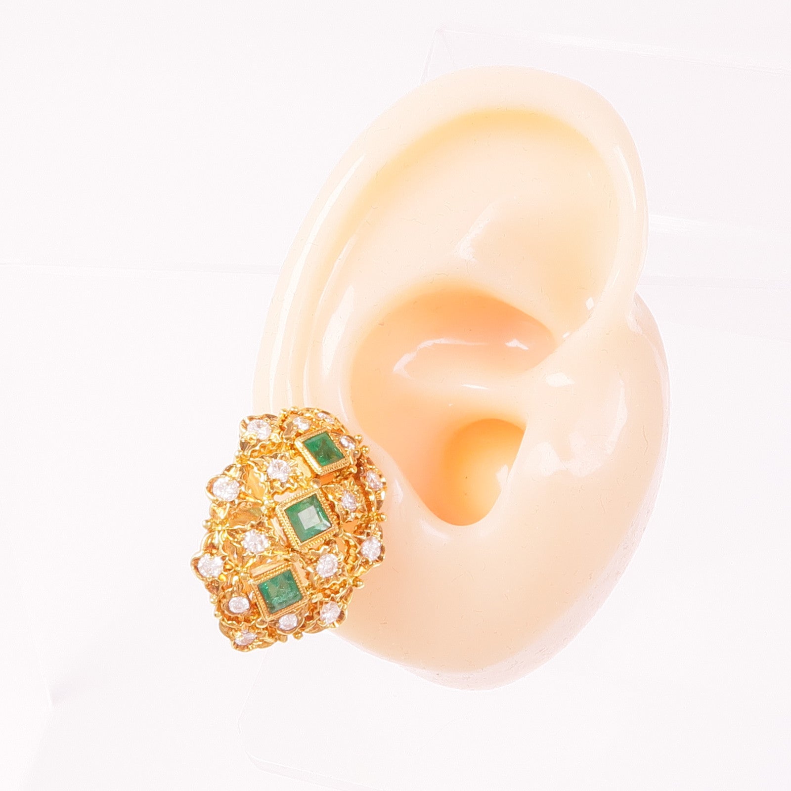 JEWELRY 18K黃金Emerald Diamond Earrings綠寶石/鑽石耳環