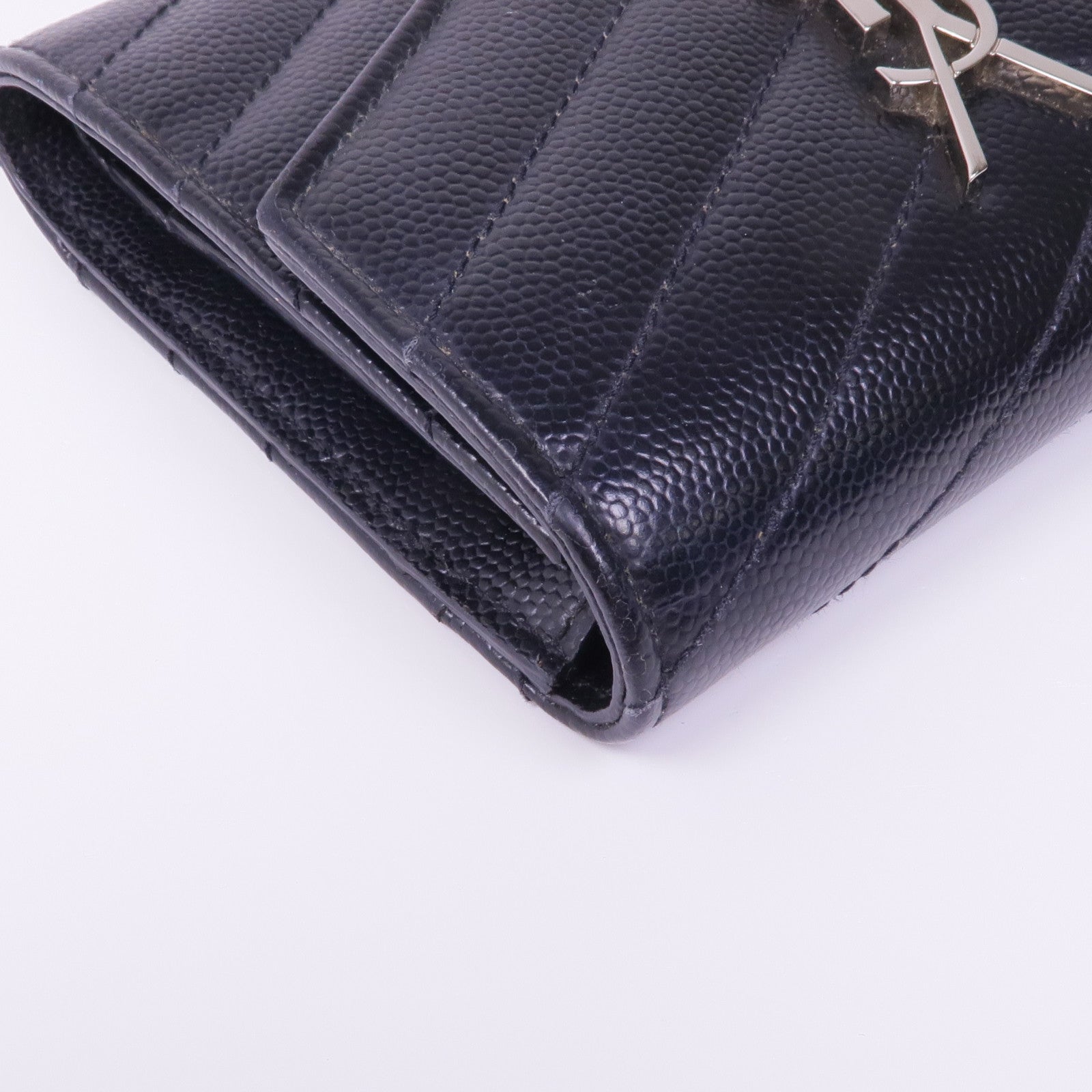 SAINT LAURENT 牛皮皮革Cassandre銀扣錢包