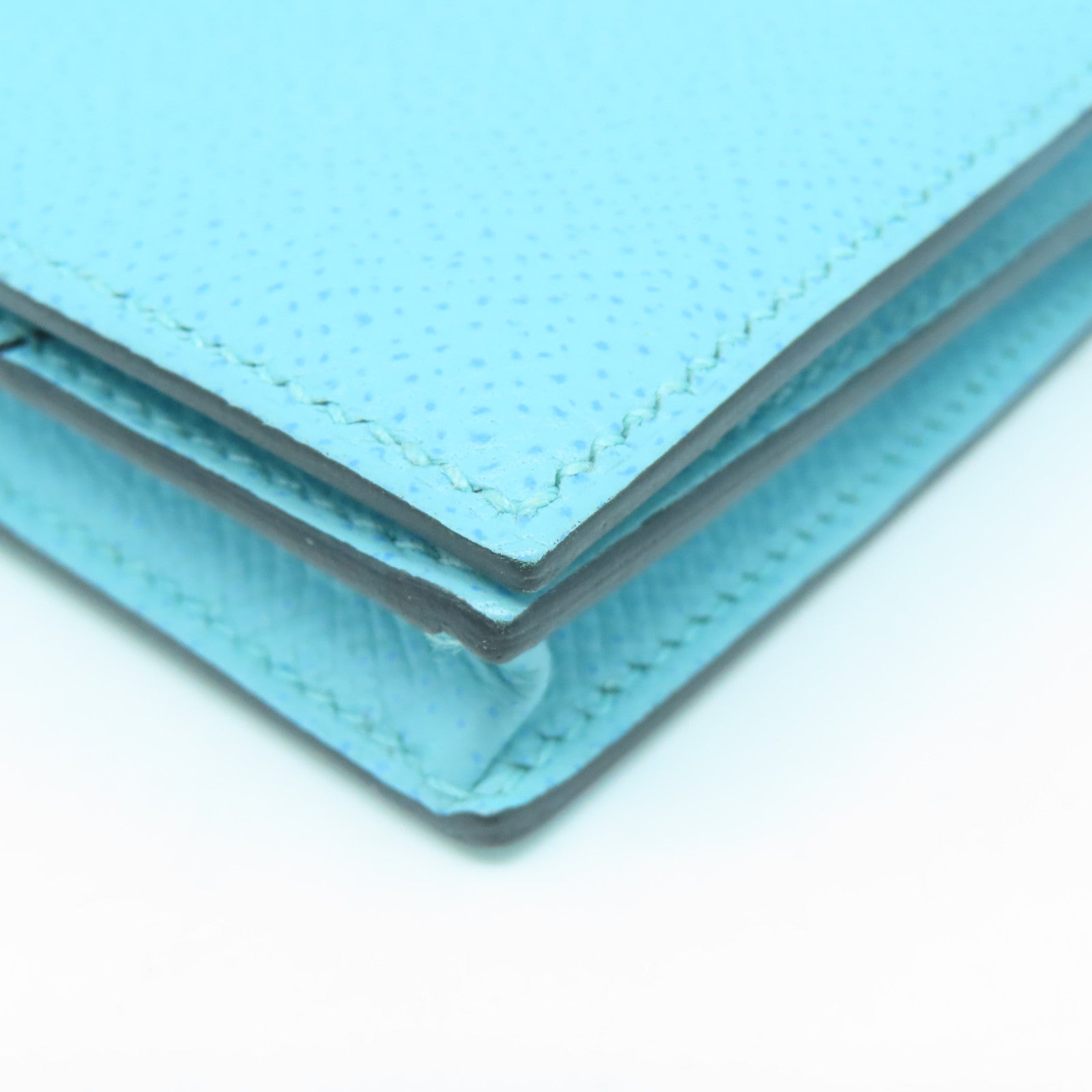 HERMES 【激減優惠】 Epsom皮革Bearn Long Wallet金扣長錢包Bleu Atoll環礁藍色