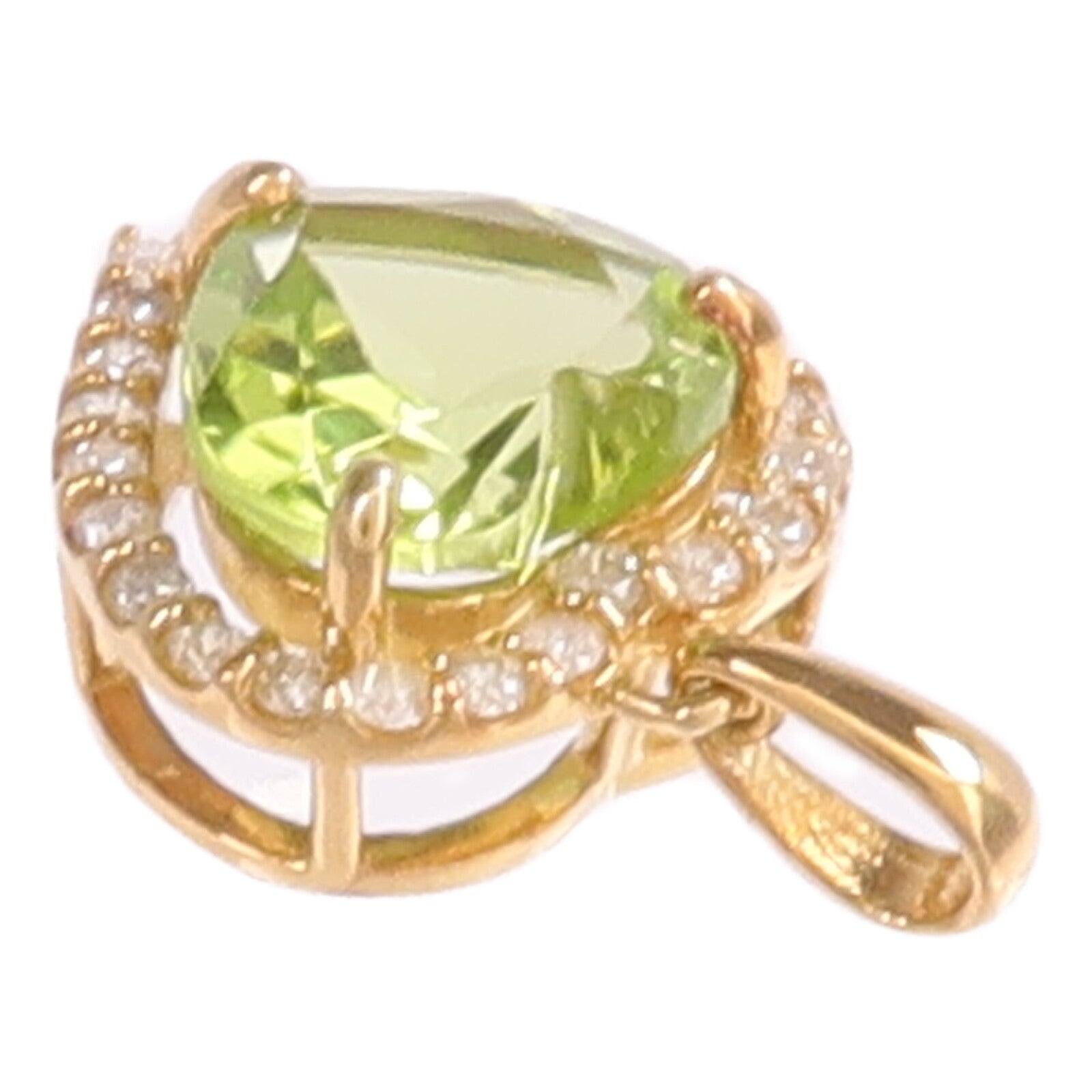 JEWELRY 18K黃金Peridot Diamond Pendant Top橄欖石/鑽石吊墜
