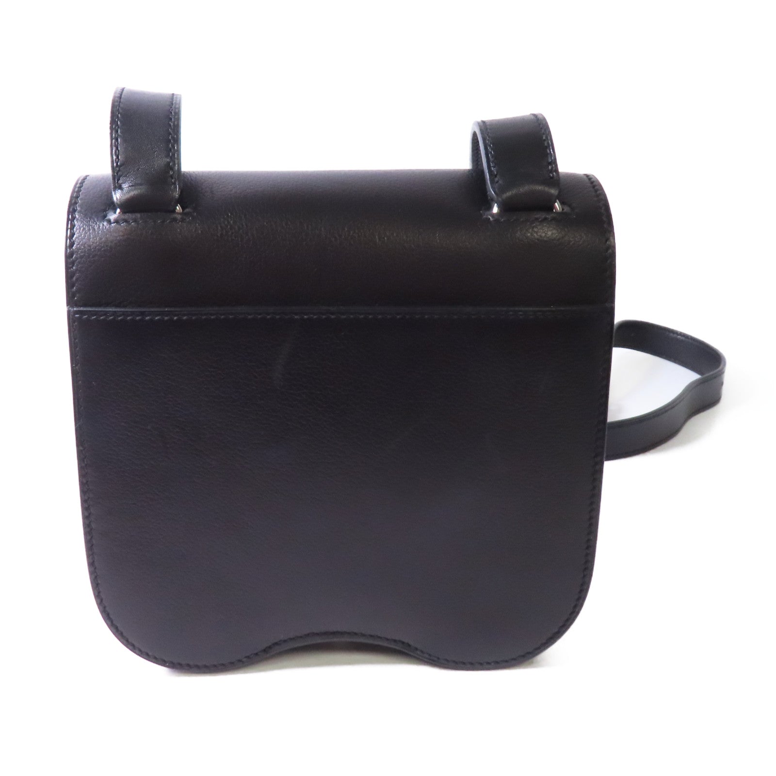 HERMES 【激減優惠】Evercolor皮革Mini Della Cavalleria Bag銀扣肩背袋黑色