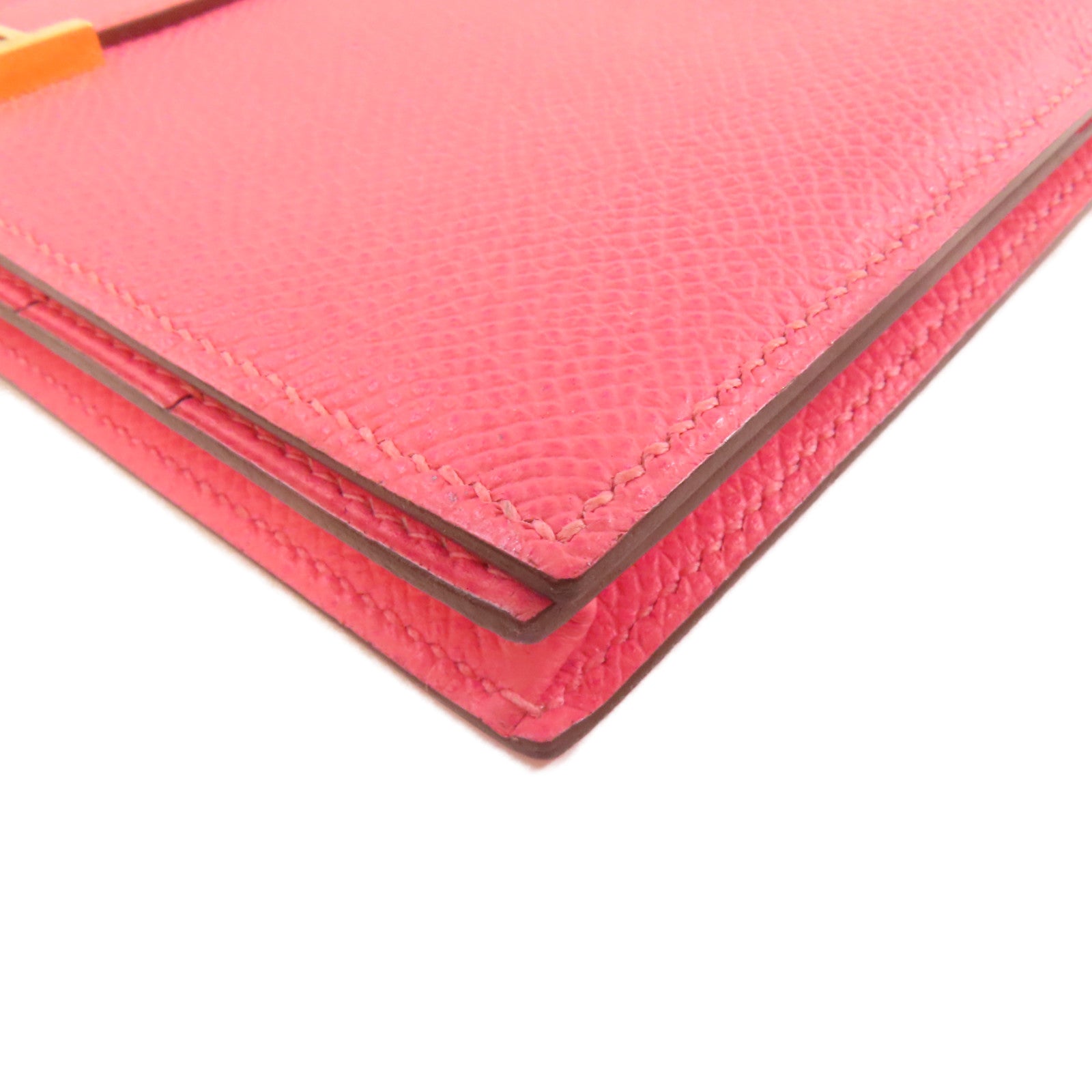 HERMES **【激減優惠】Togo皮革Bearn Long Wallet金扣長錢包粉紅色