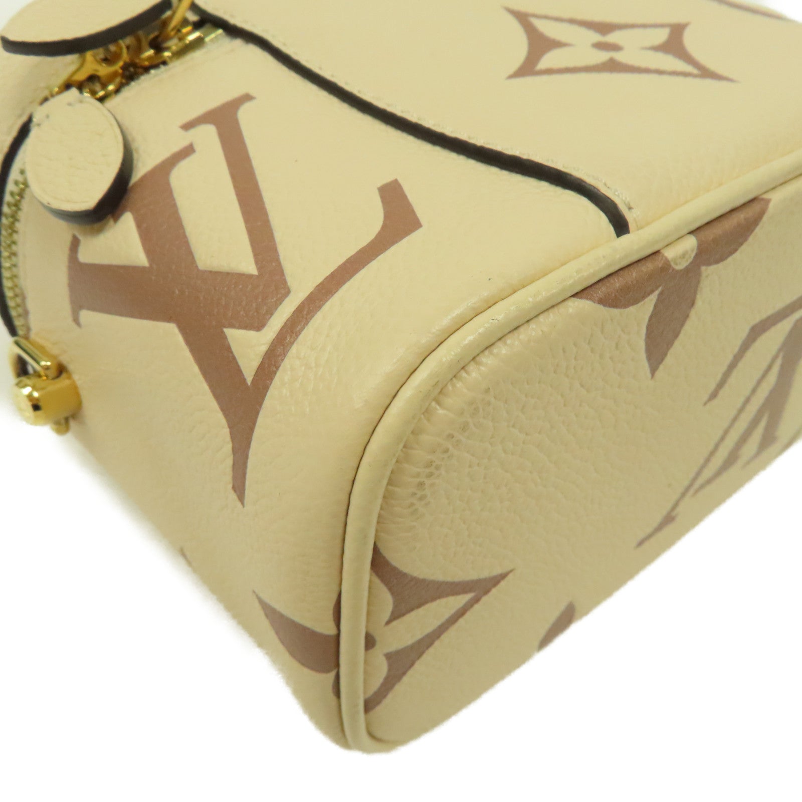 LOUIS VUITTON Monogram Empreinte Vanity金扣手挽肩背兩用袋米色