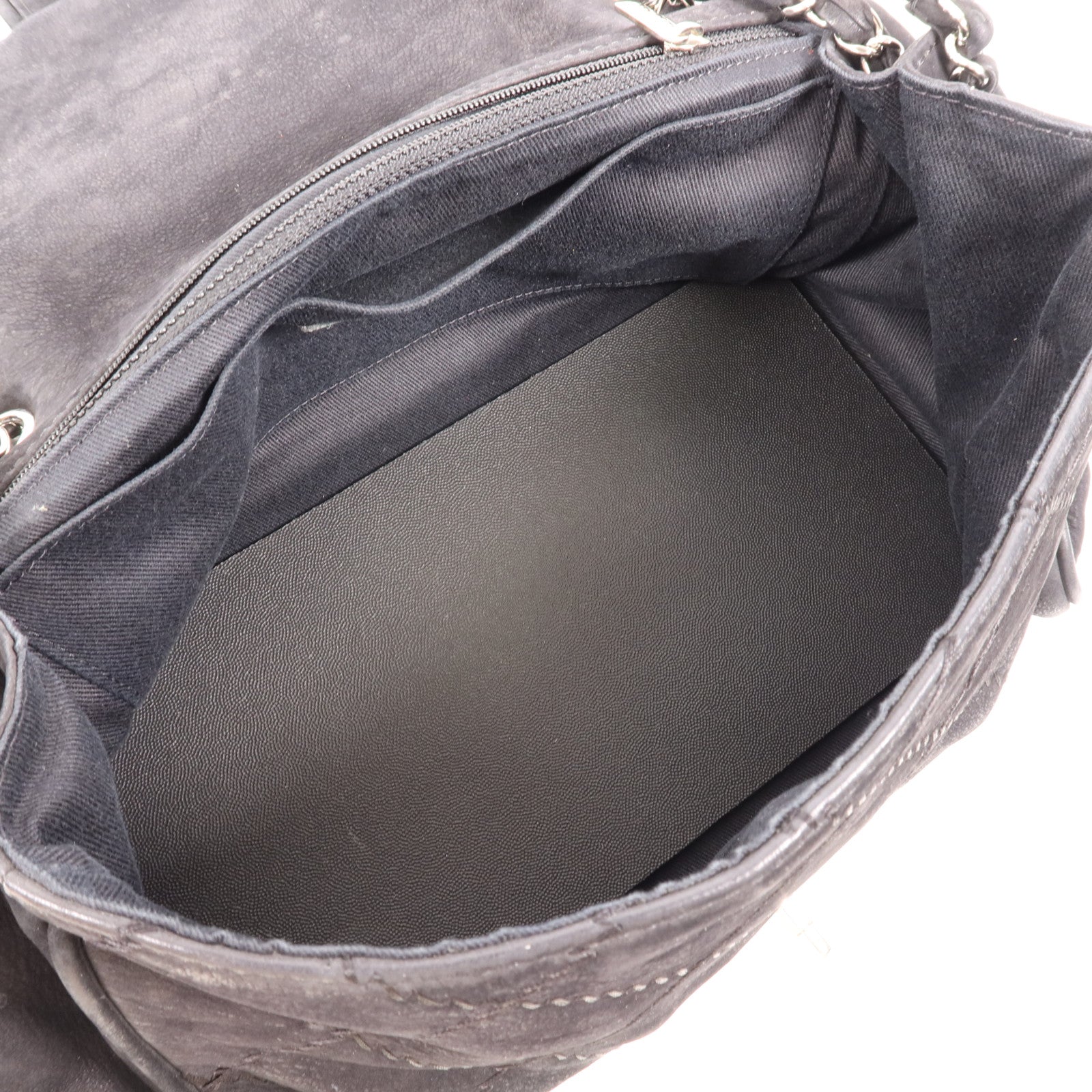 CHANEL 麂皮皮革Chain Shoulder Bag銀扣鏈帶肩背袋