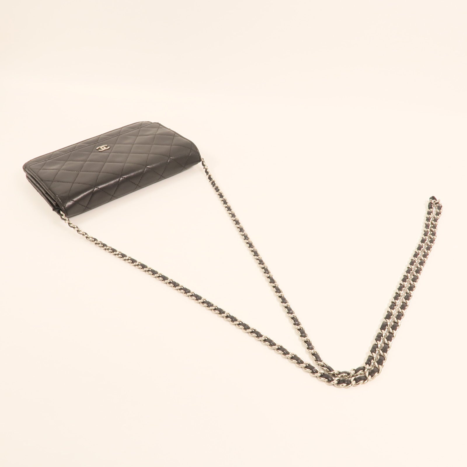 CHANEL 羊皮皮革WOC Wallet On Chain銀扣鏈帶肩背袋