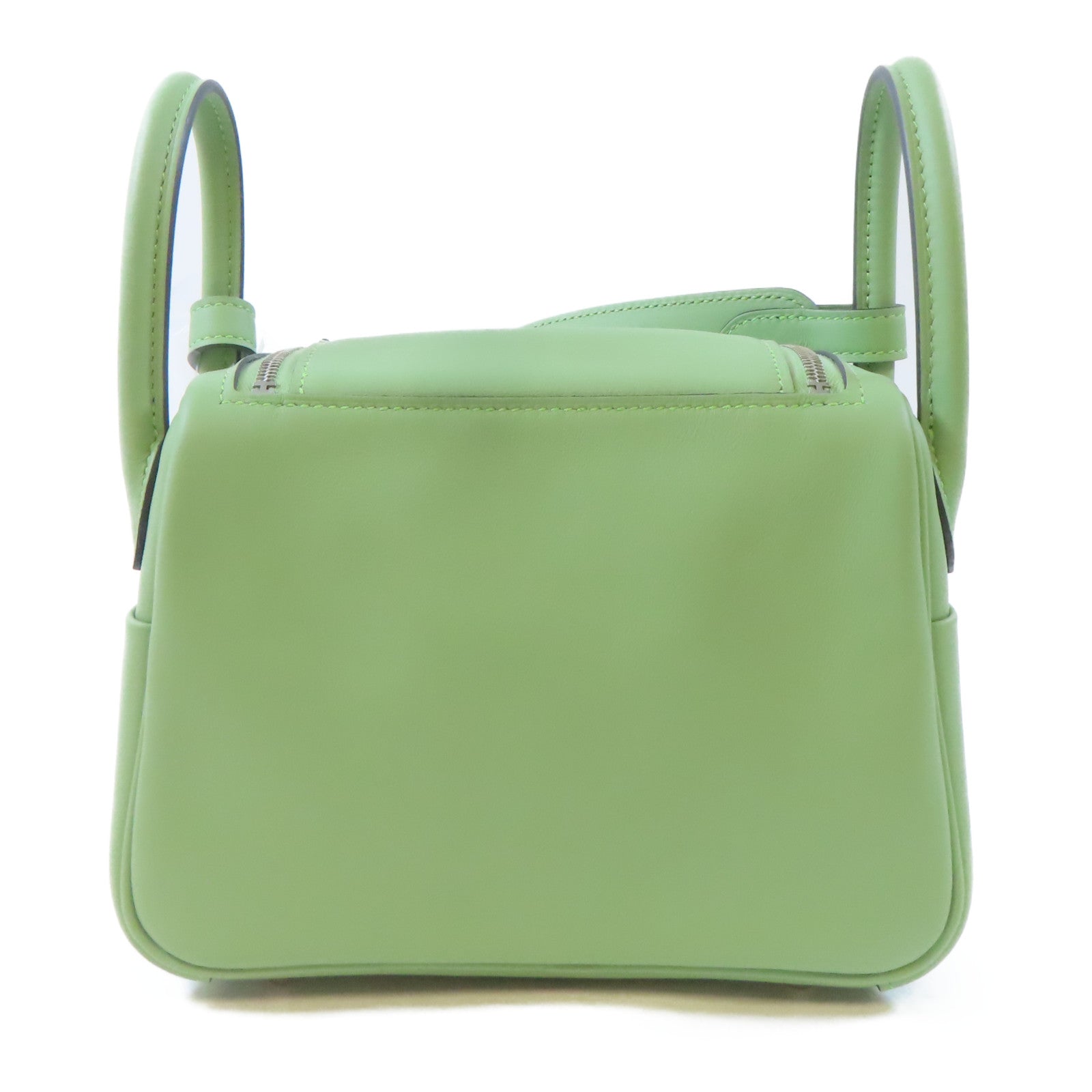 HERMES【激減優惠】 Swift皮革Mini Lindy銀扣手挽肩背兩用袋Vert Criquet/綠色