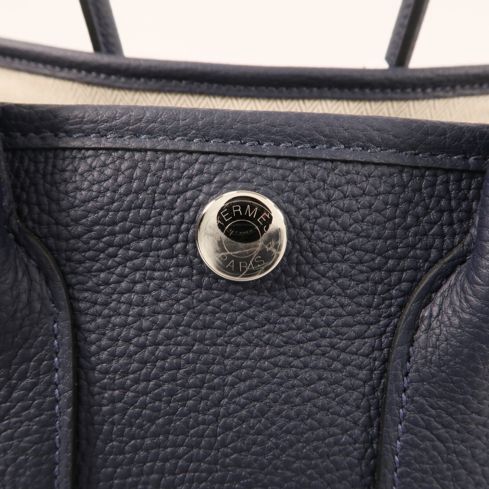 HERMES Negonda皮革Neo Garden Party 23銀扣手挽袋Bleu nuit
