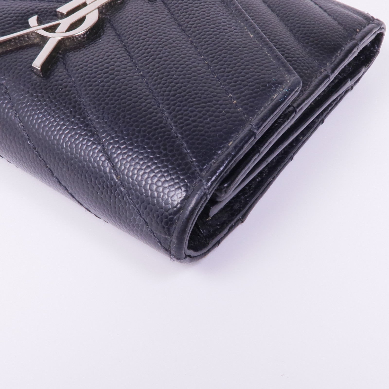 SAINT LAURENT 牛皮皮革Cassandre銀扣錢包