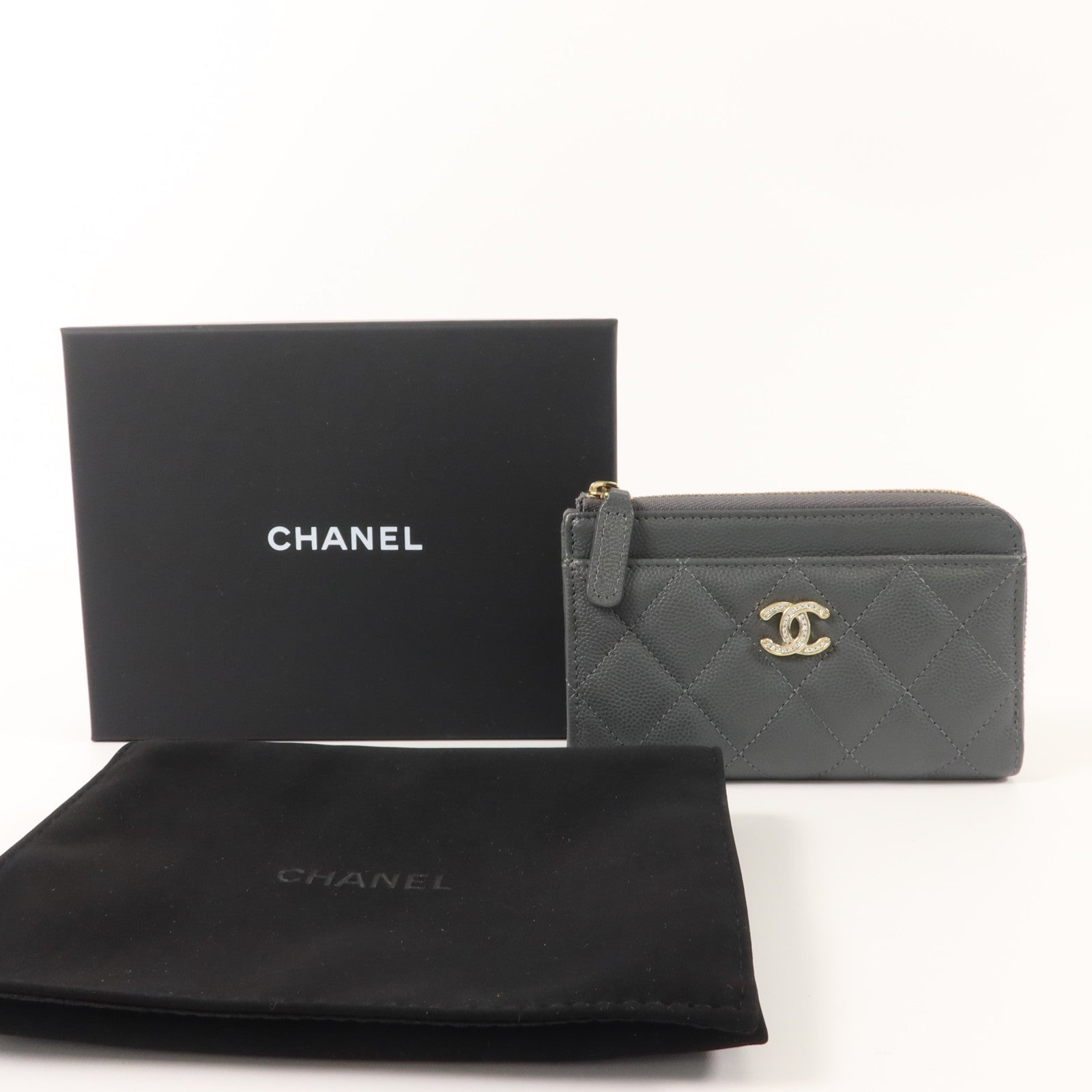 CHANEL 牛皮皮革CC Logo Zipper Wallet錢包