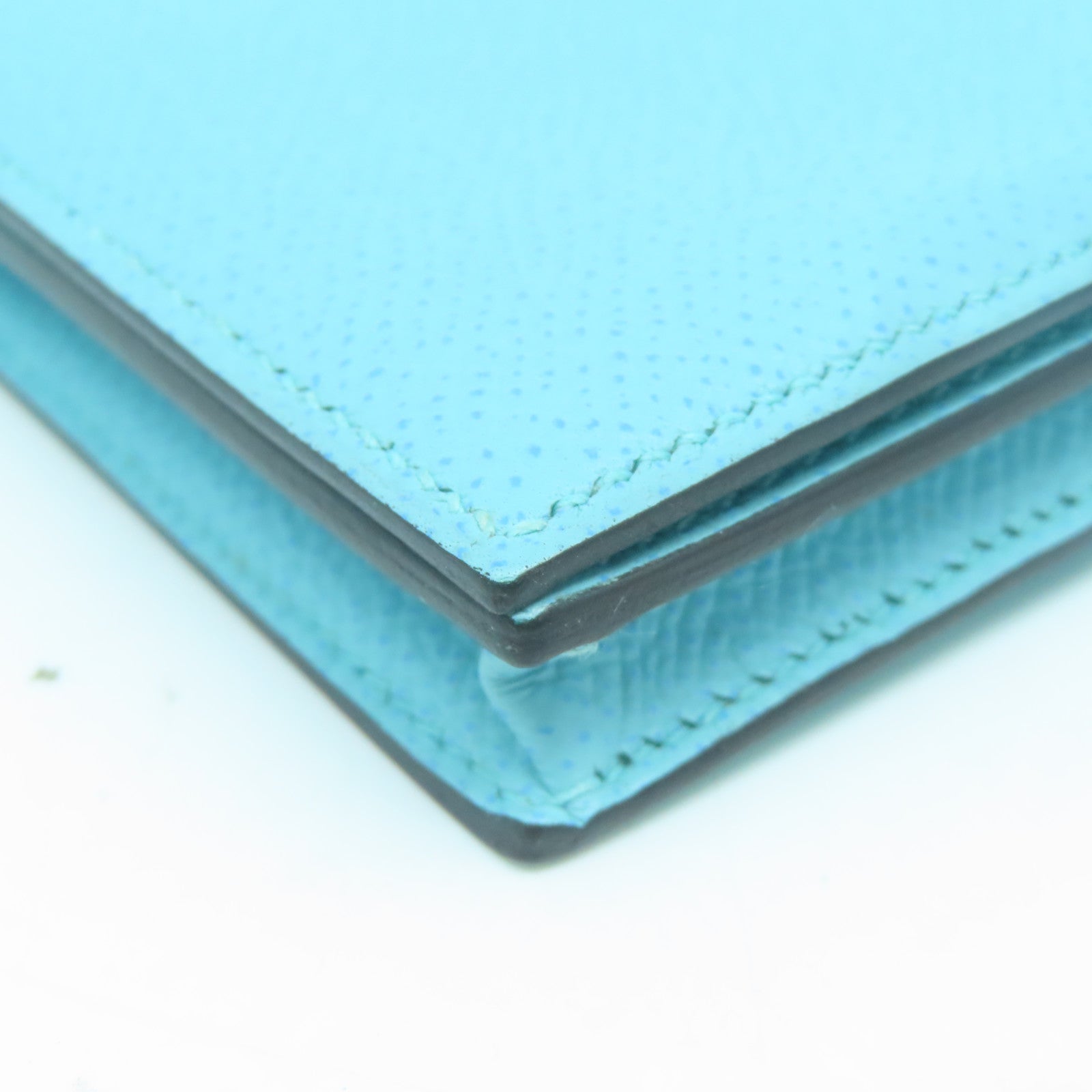 HERMES 【激減優惠】 Epsom皮革Bearn Long Wallet金扣長錢包Bleu Atoll環礁藍色